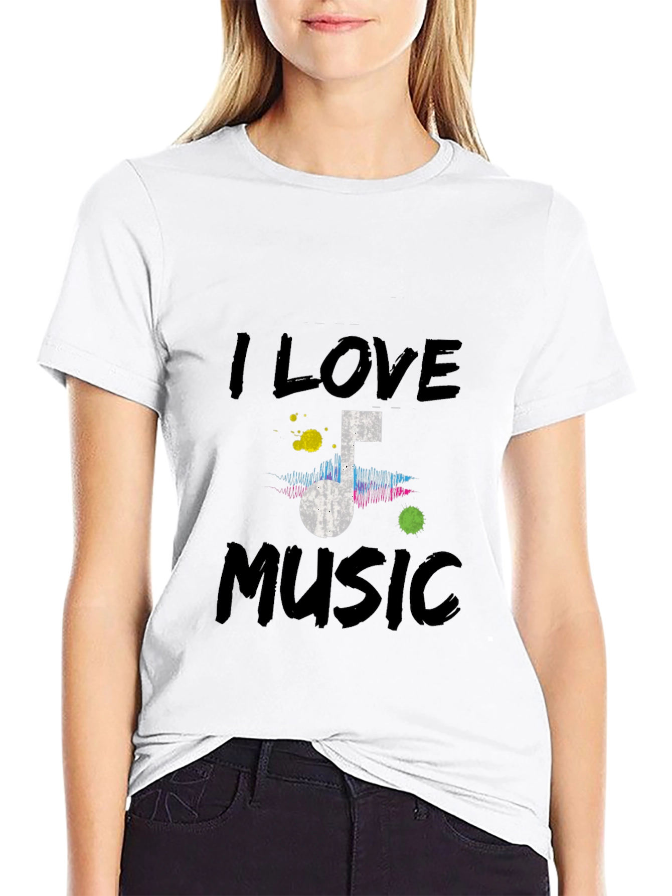 Camiseta Negra I Love Music para Hombre