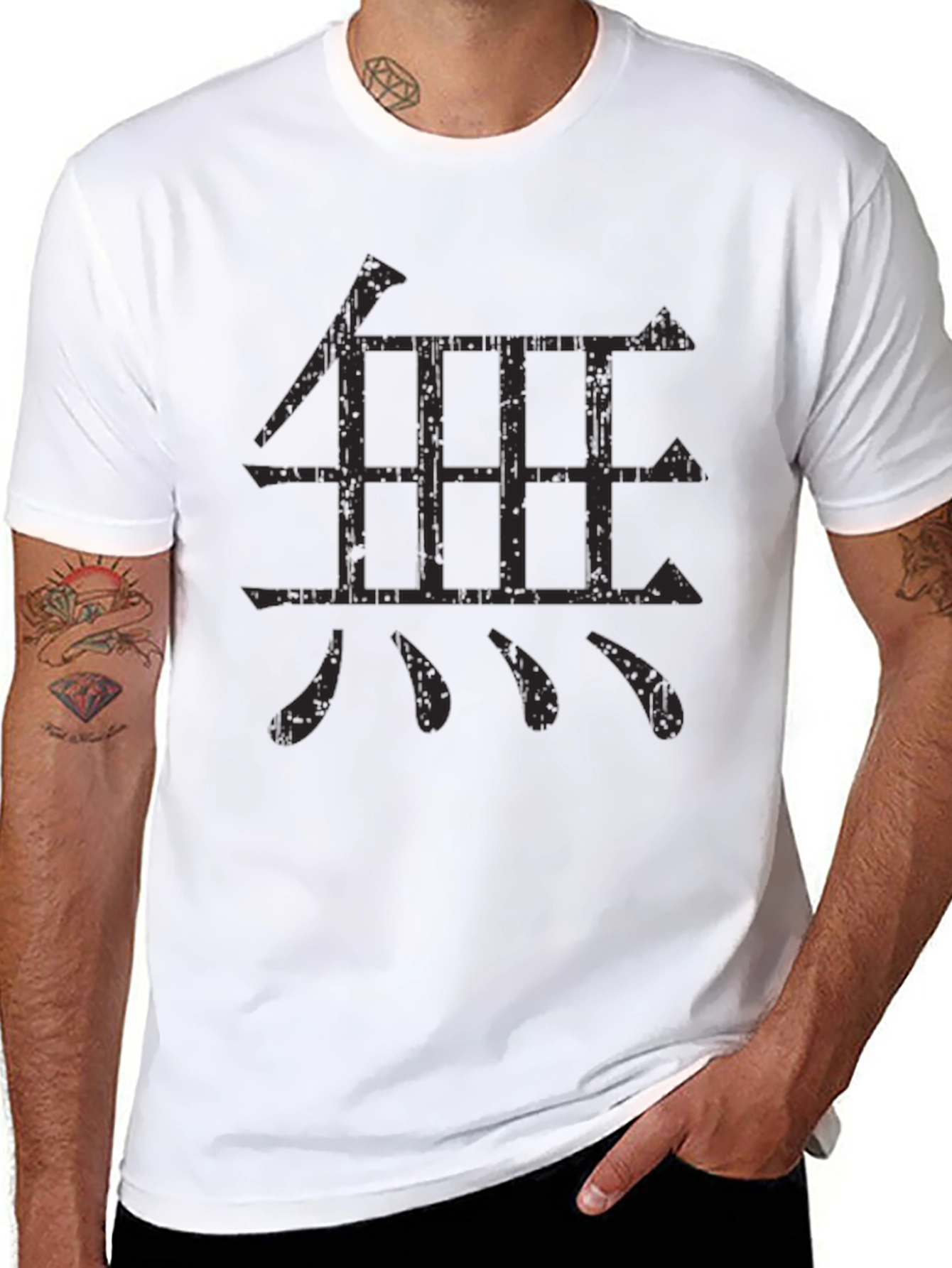 Camiseta Negra con Diseño Kanji Japonés