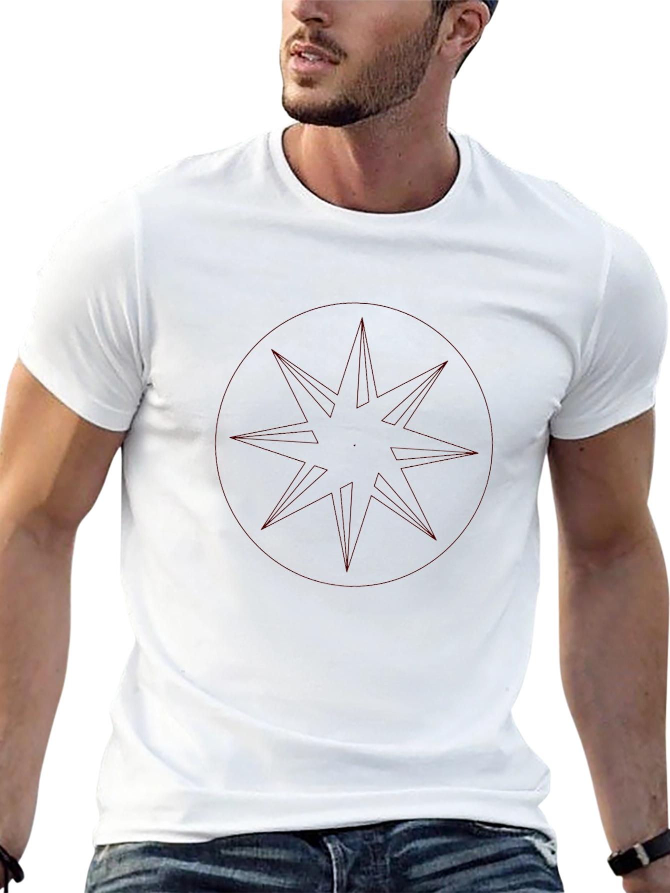 Camiseta Negra con Diseño Circular Abstracto
