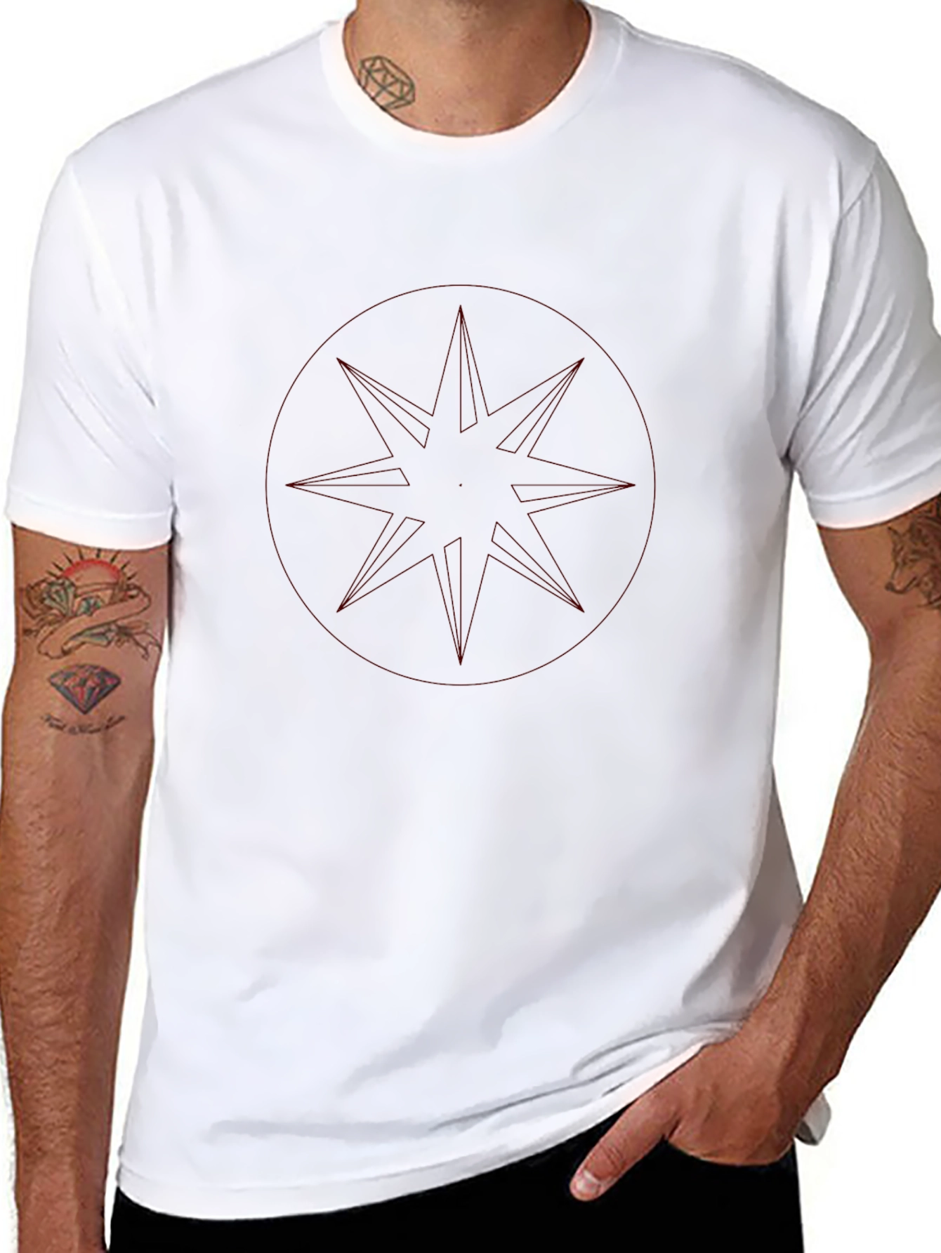 Camiseta Negra con Diseño Circular Abstracto