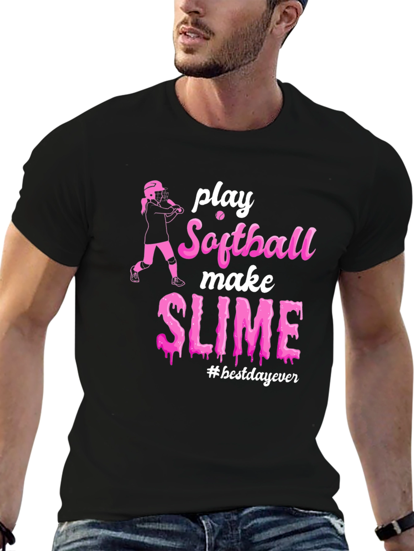 Camiseta Negra Softball Slime #bestdayever