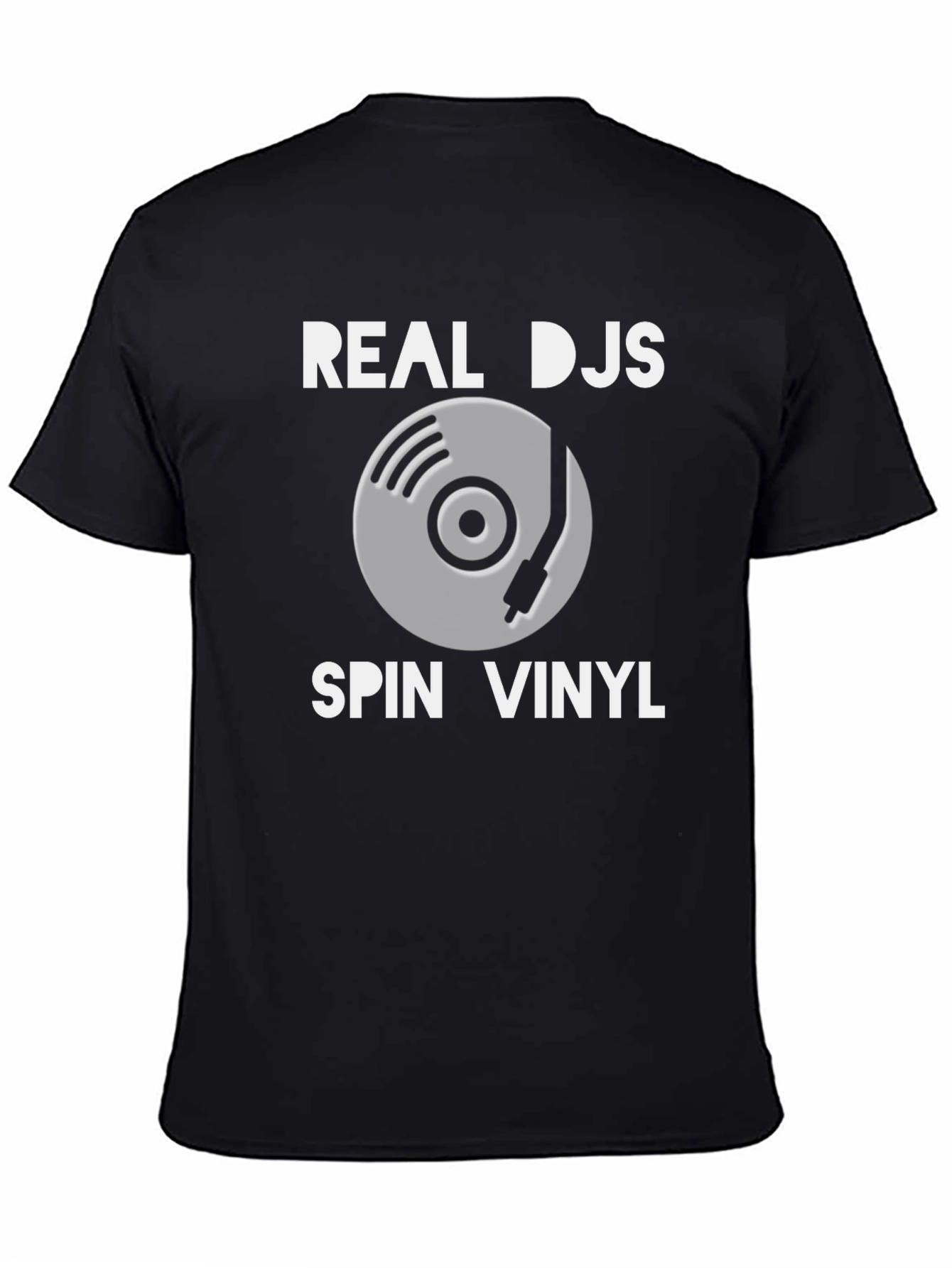 Camiseta Negra: Real DJs Spin Vinyl