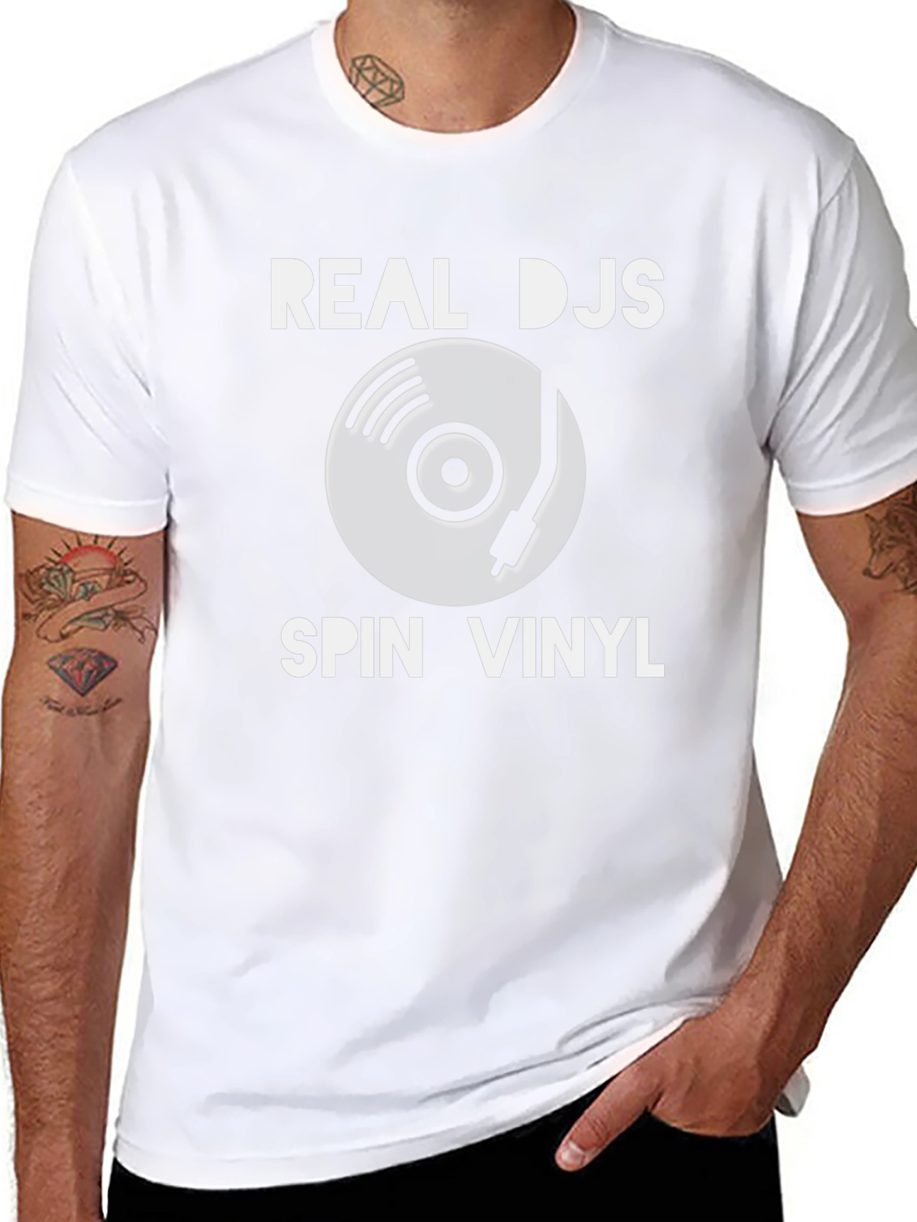 Camiseta Negra: Real DJs Spin Vinyl