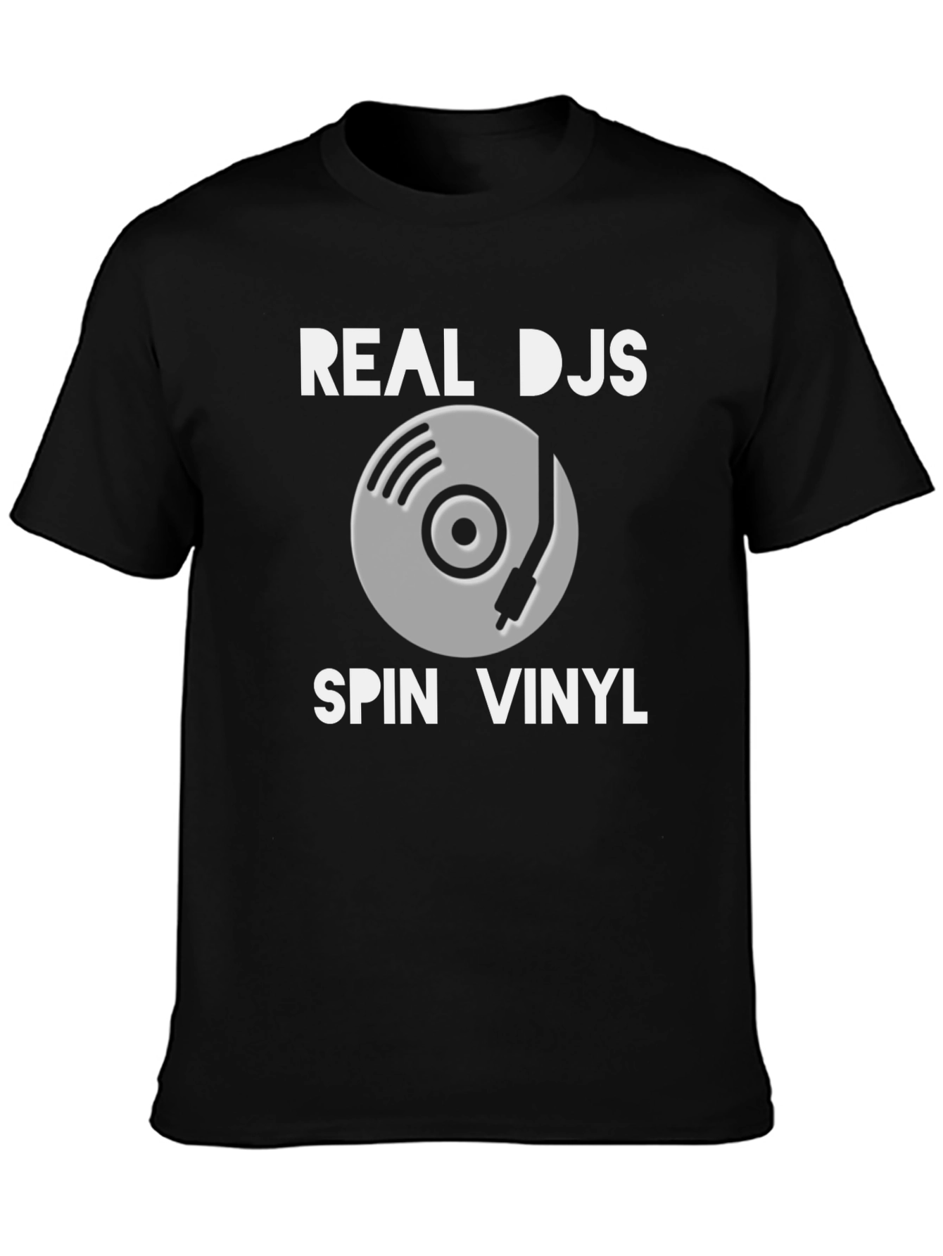Camiseta Negra: Real DJs Spin Vinyl