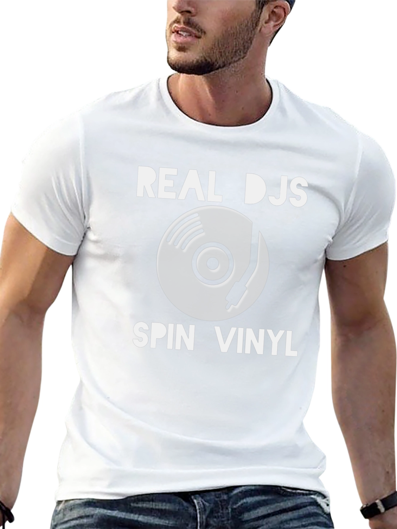 Camiseta Negra: Real DJs Spin Vinyl