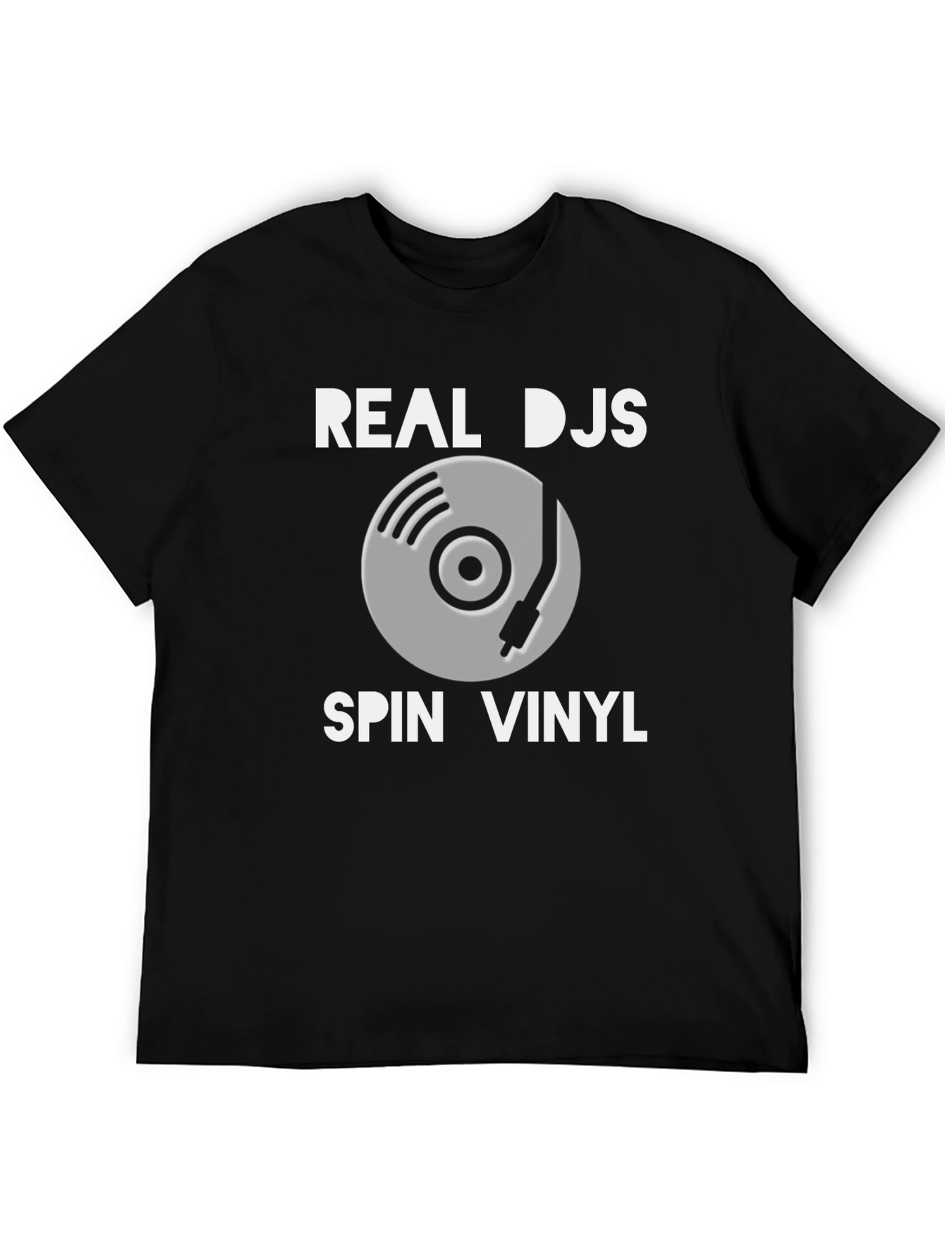 Camiseta Negra: Real DJs Spin Vinyl