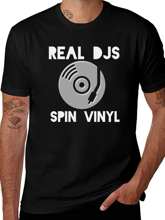 Camiseta Negra: Real DJs Spin Vinyl