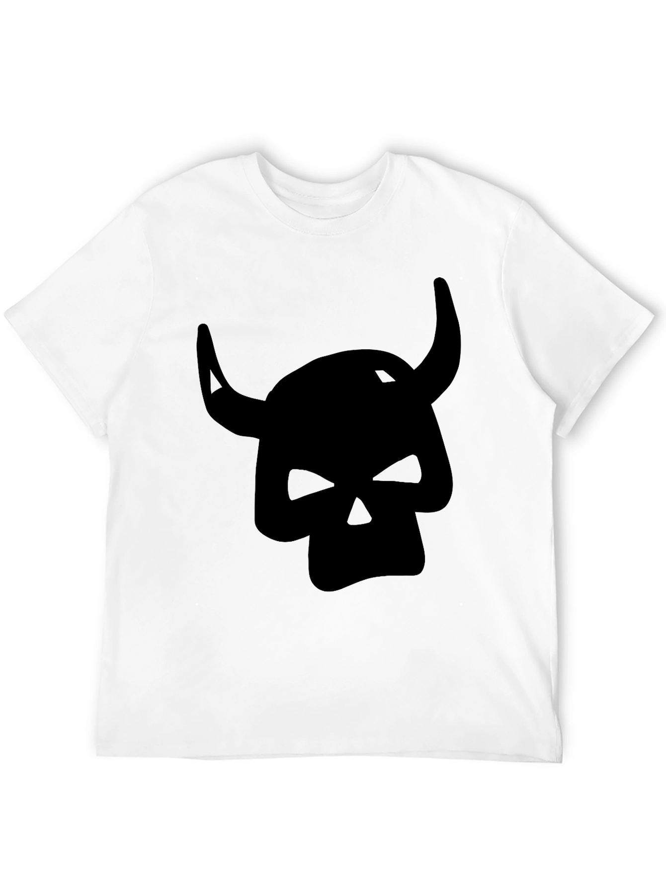 Camiseta Negra con Diseño de Cráneo con Cuernos