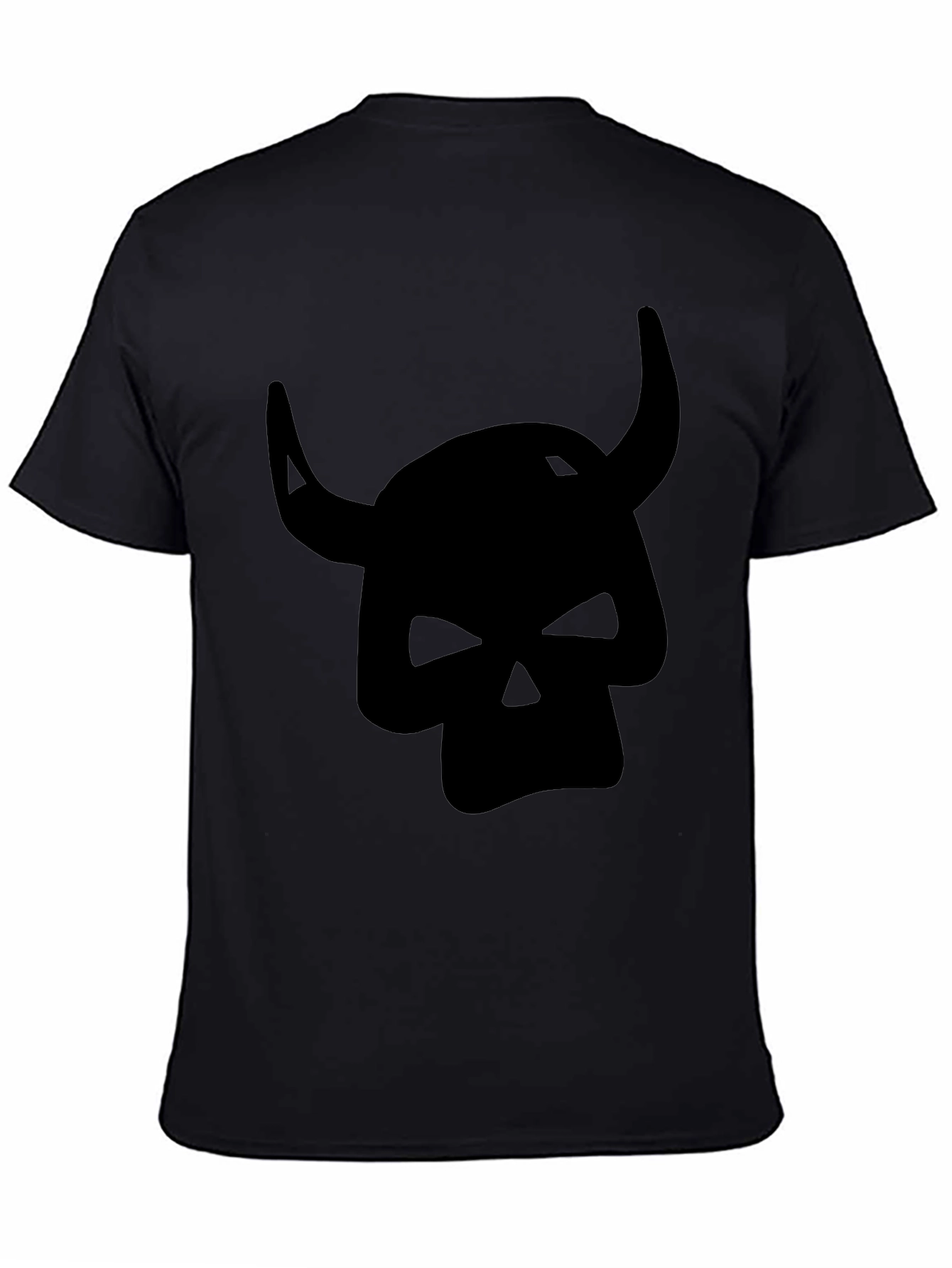 Camiseta Negra con Diseño de Cráneo con Cuernos