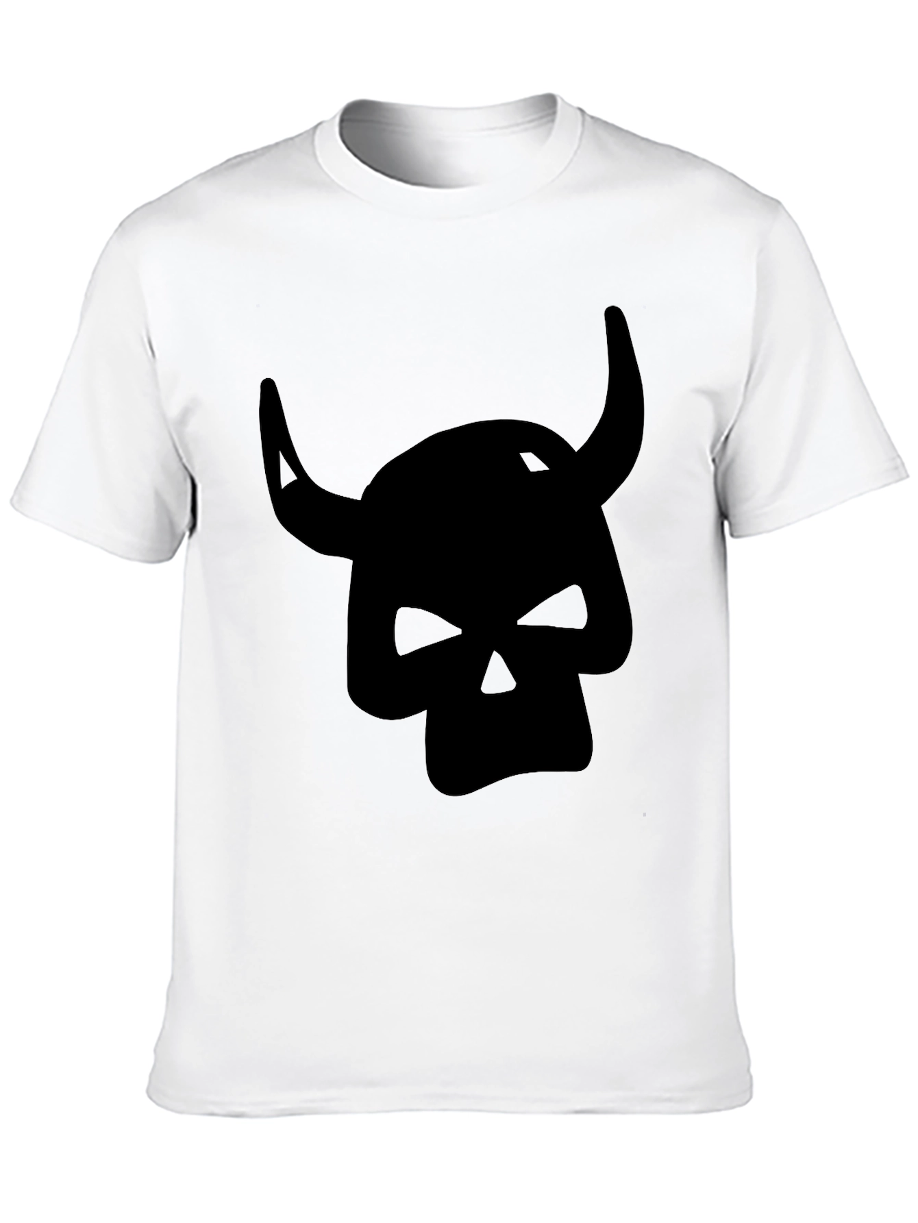 Camiseta Negra con Diseño de Cráneo con Cuernos