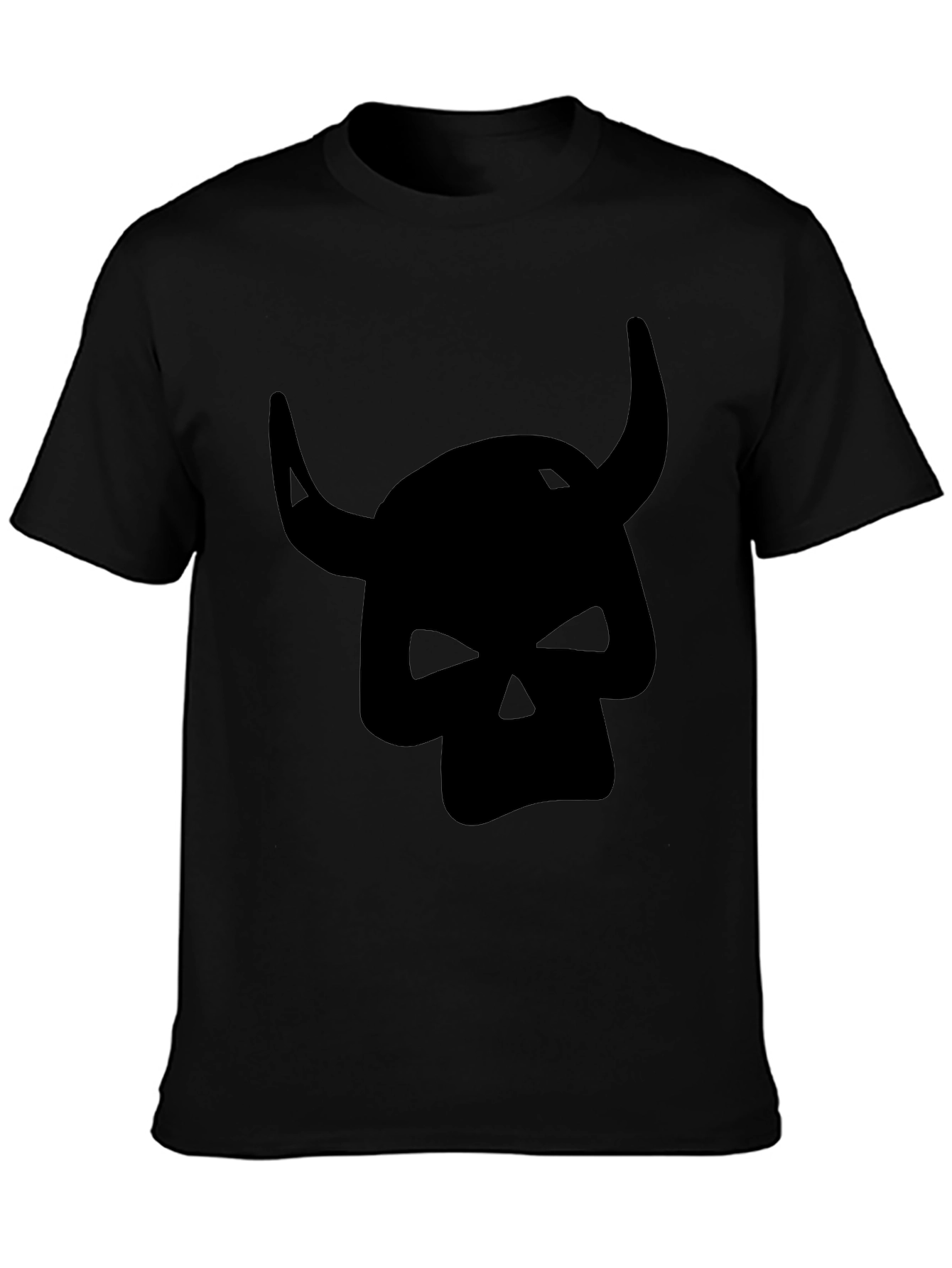 Camiseta Negra con Diseño de Cráneo con Cuernos