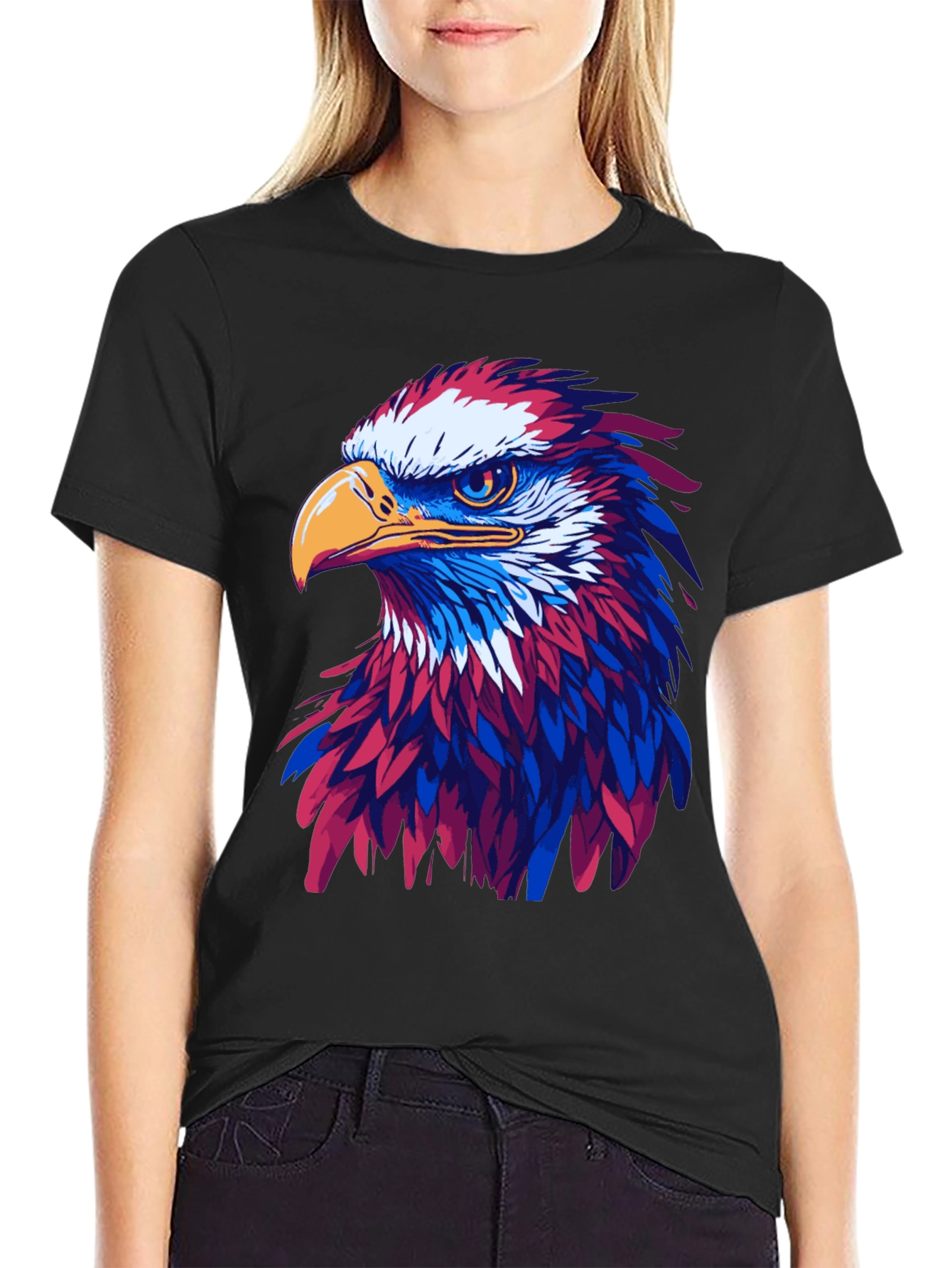 Camiseta Negra con Águila Patriótica