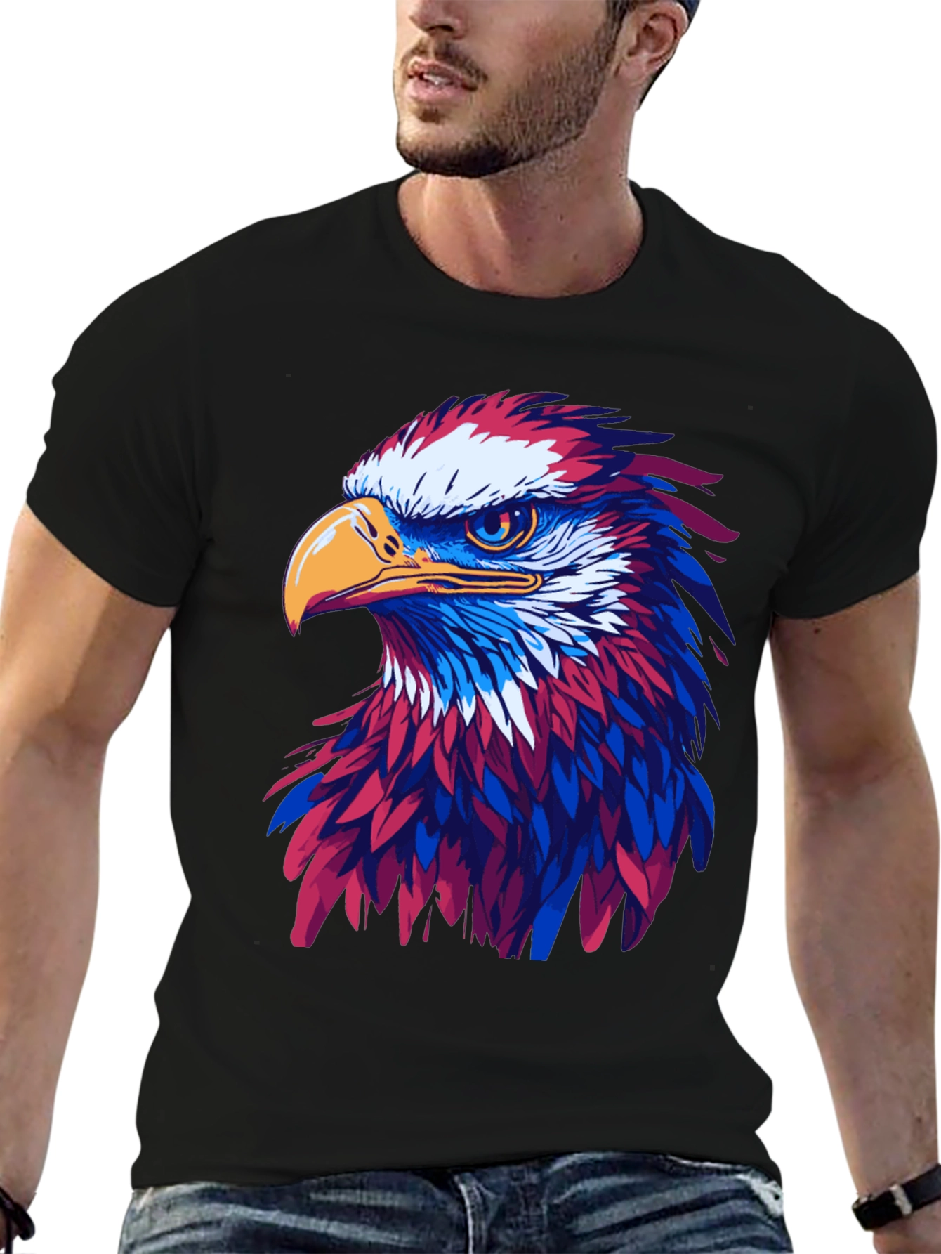 Camiseta Negra con Águila Patriótica