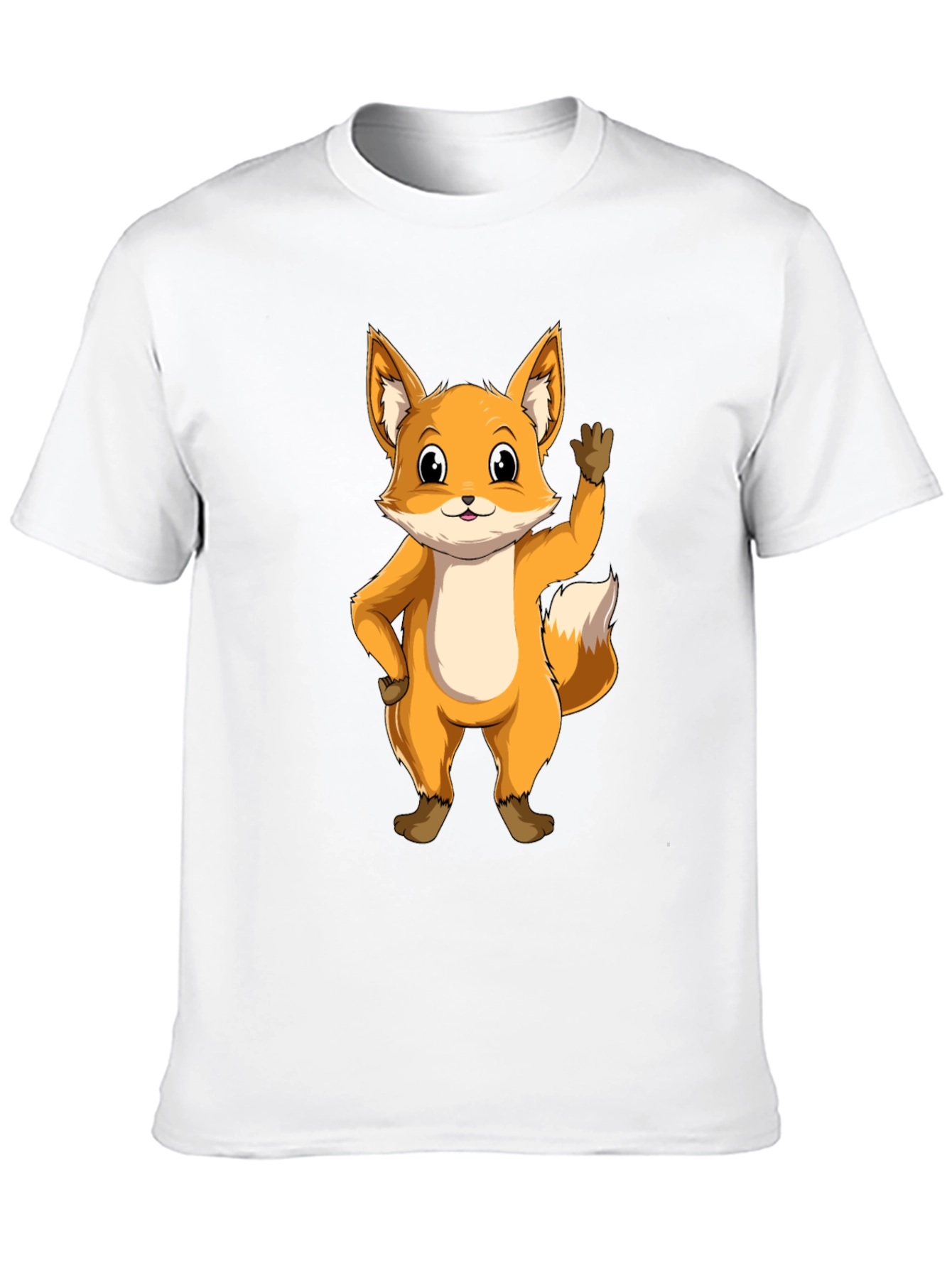 Camiseta Negra con Diseño de Zorro Amigable