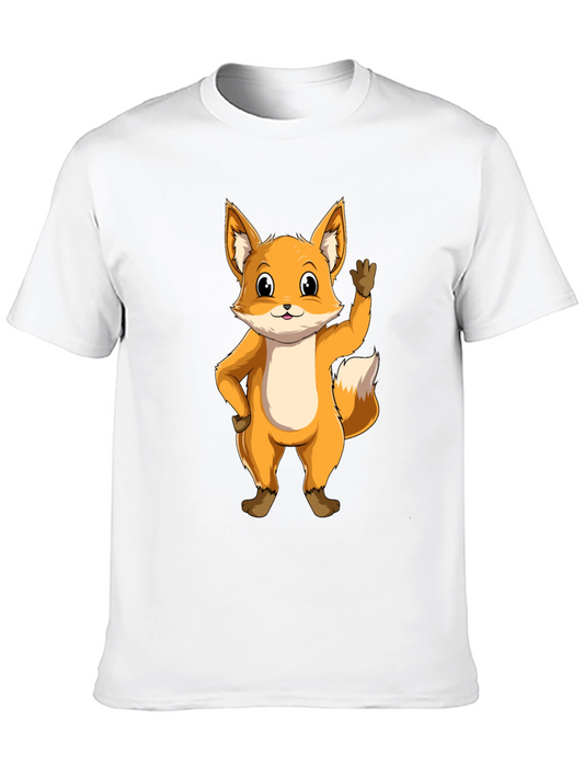 Camiseta Negra con Diseño de Zorro Amigable