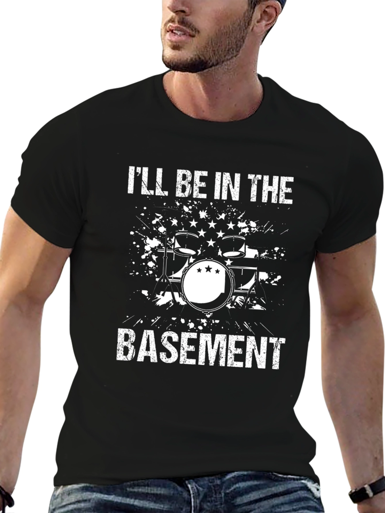 Camiseta Negra Ill Be in the Basement Batería