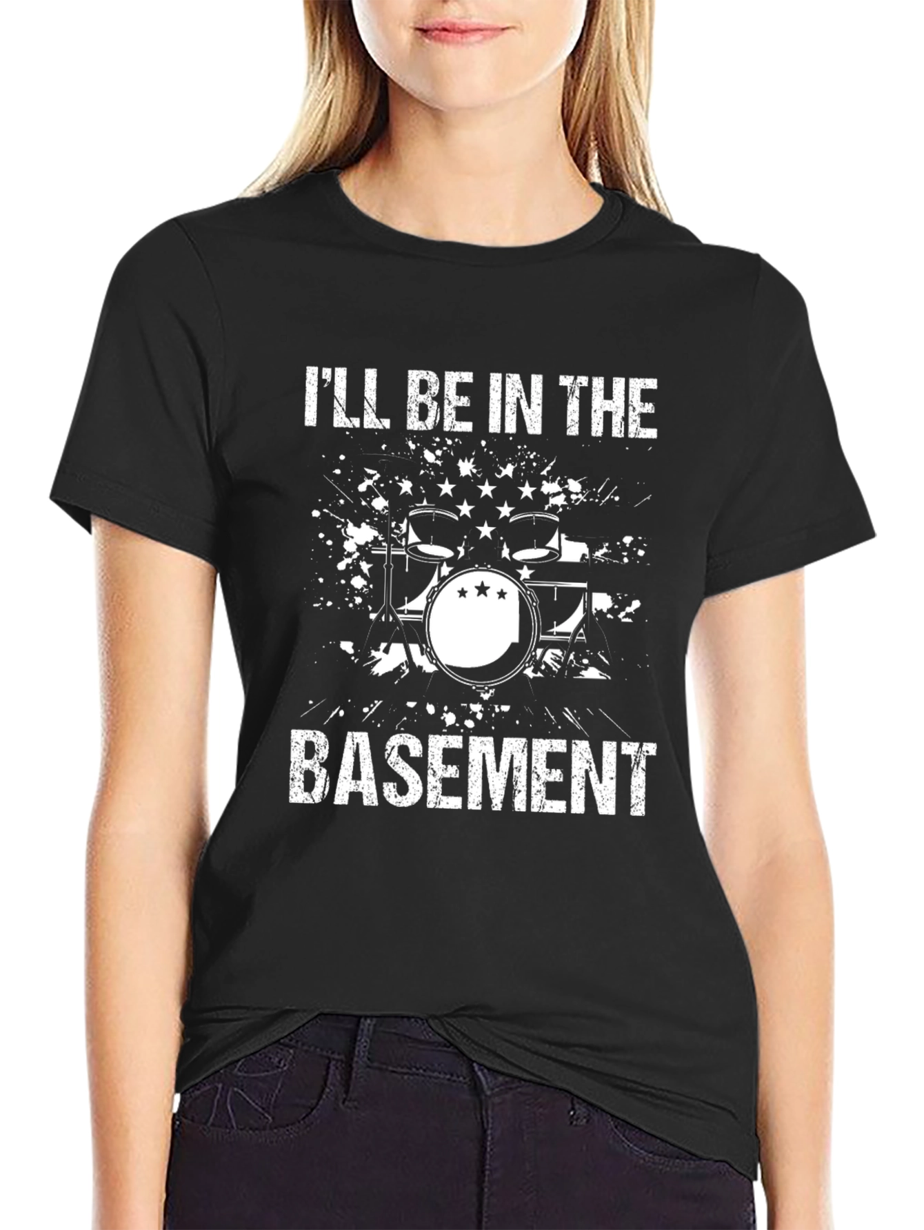 Camiseta Negra Ill Be in the Basement Batería