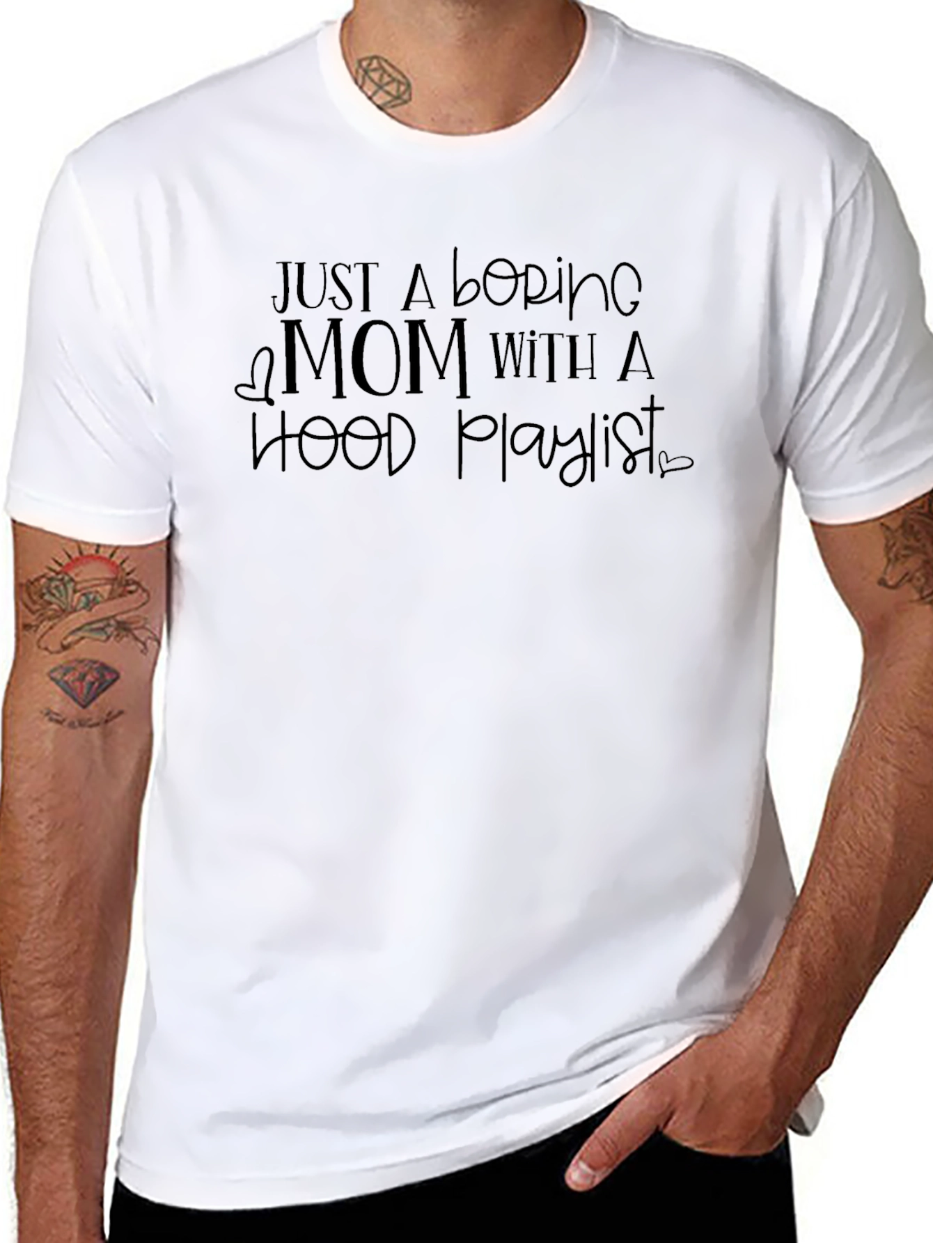 Camiseta Negra: Mamá con Playlist Hood