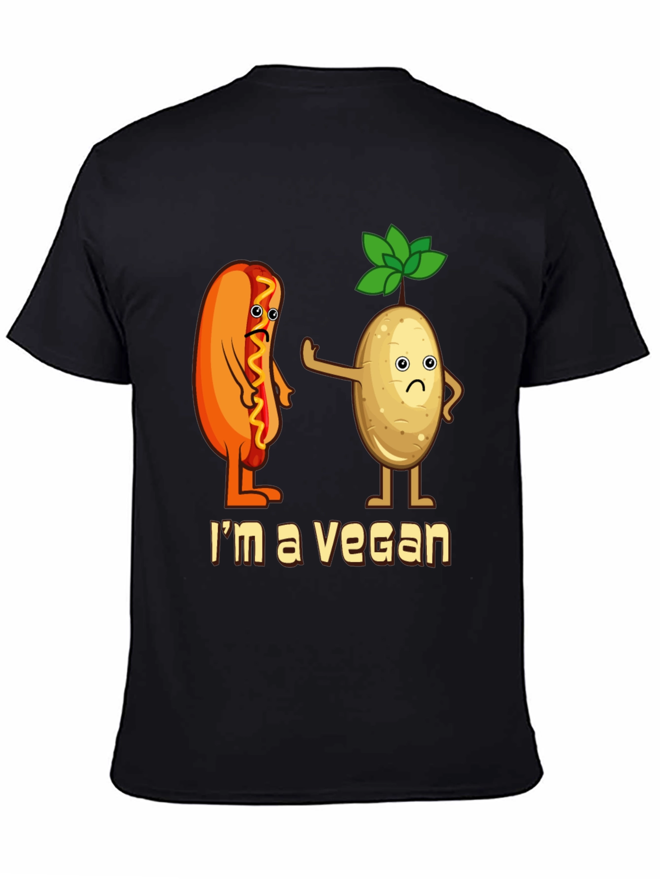 Camiseta Negra Vegana con Diseño Divertido