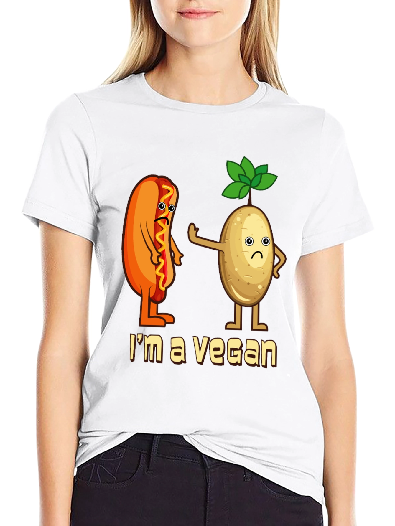 Camiseta Negra Vegana con Diseño Divertido