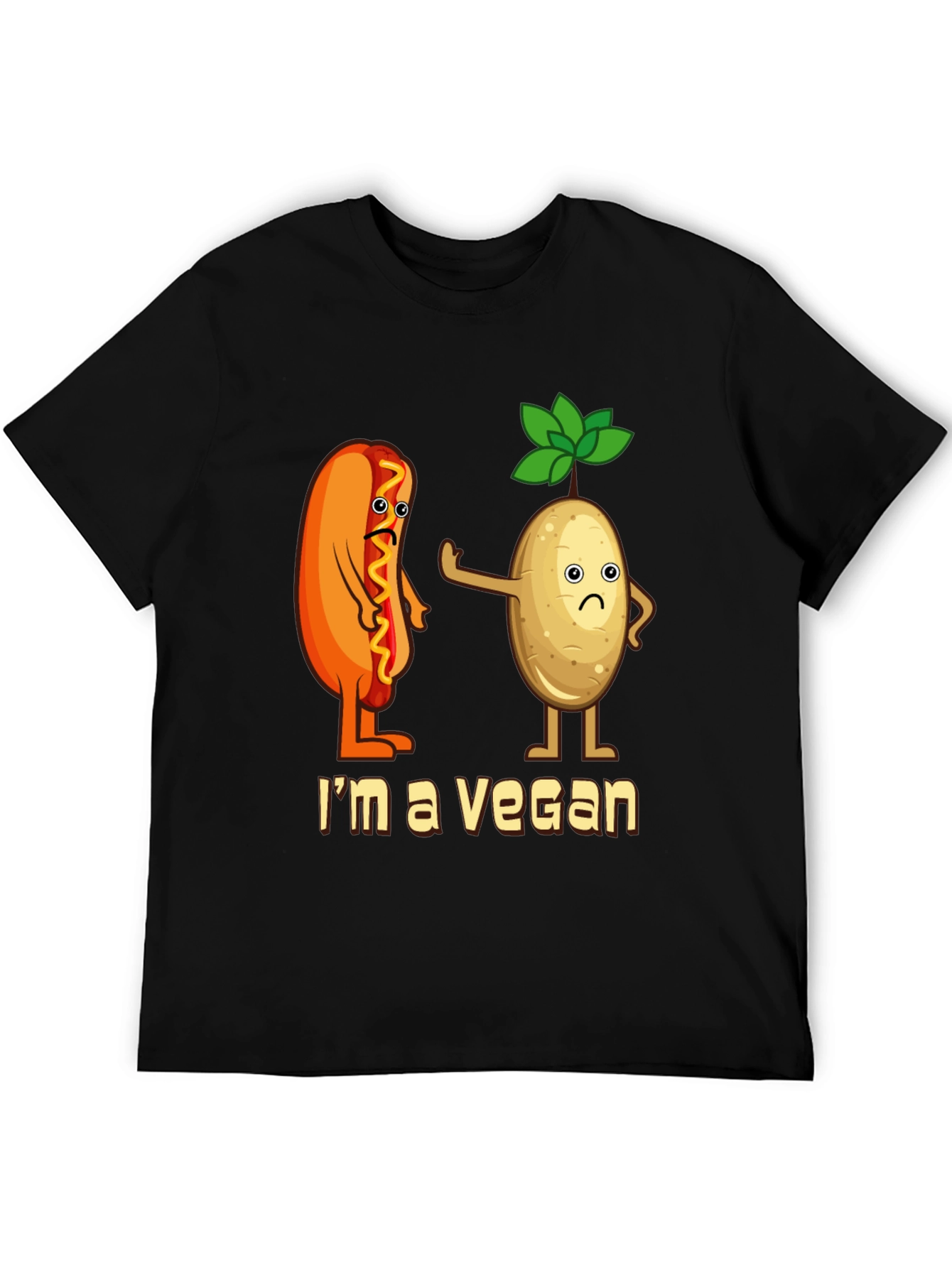 Camiseta Negra Vegana con Diseño Divertido