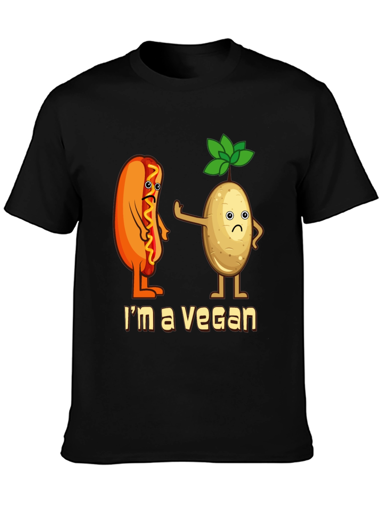 Camiseta Negra Vegana con Diseño Divertido
