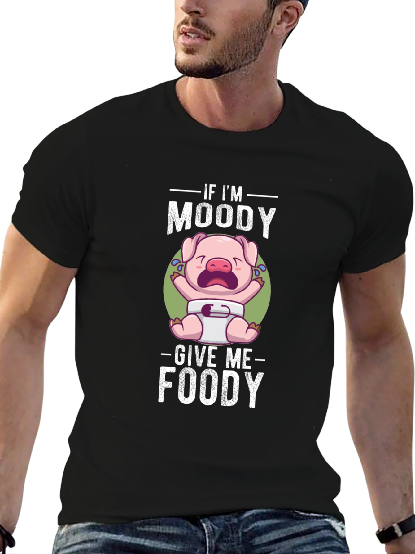 Camiseta Negra Si Estoy Moody Dame Foody Cerdo Bebé