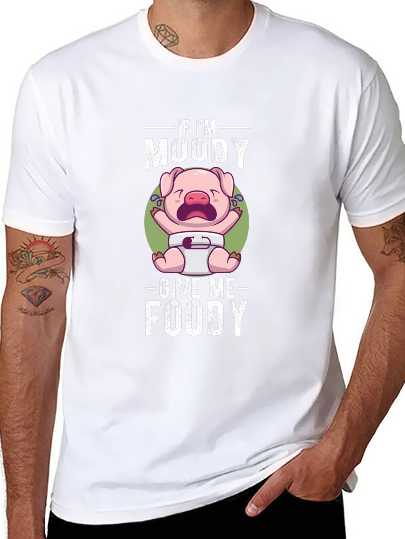 Camiseta Negra Si Estoy Moody Dame Foody Cerdo Bebé