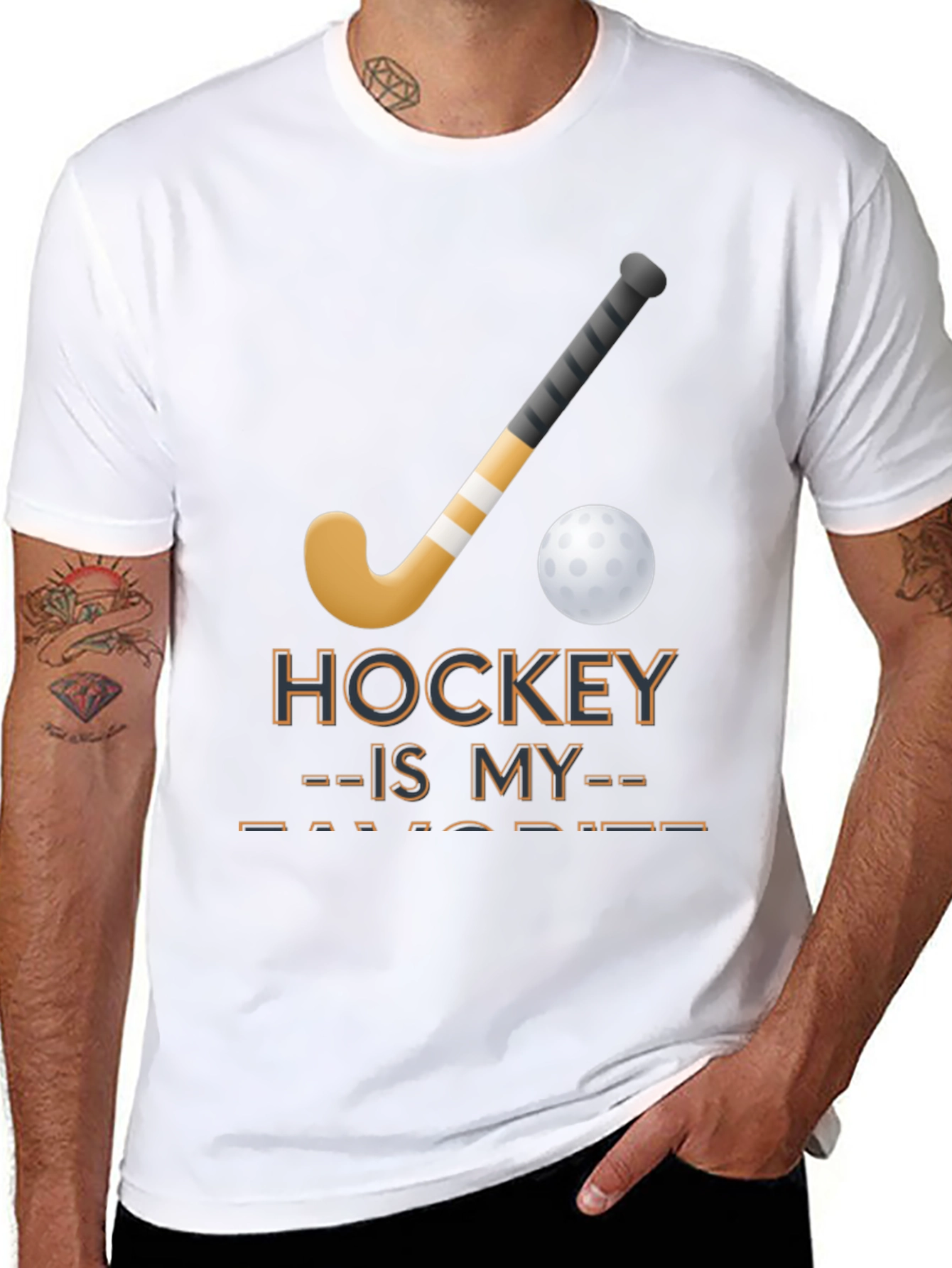 Camiseta Negra con Diseño de Hockey