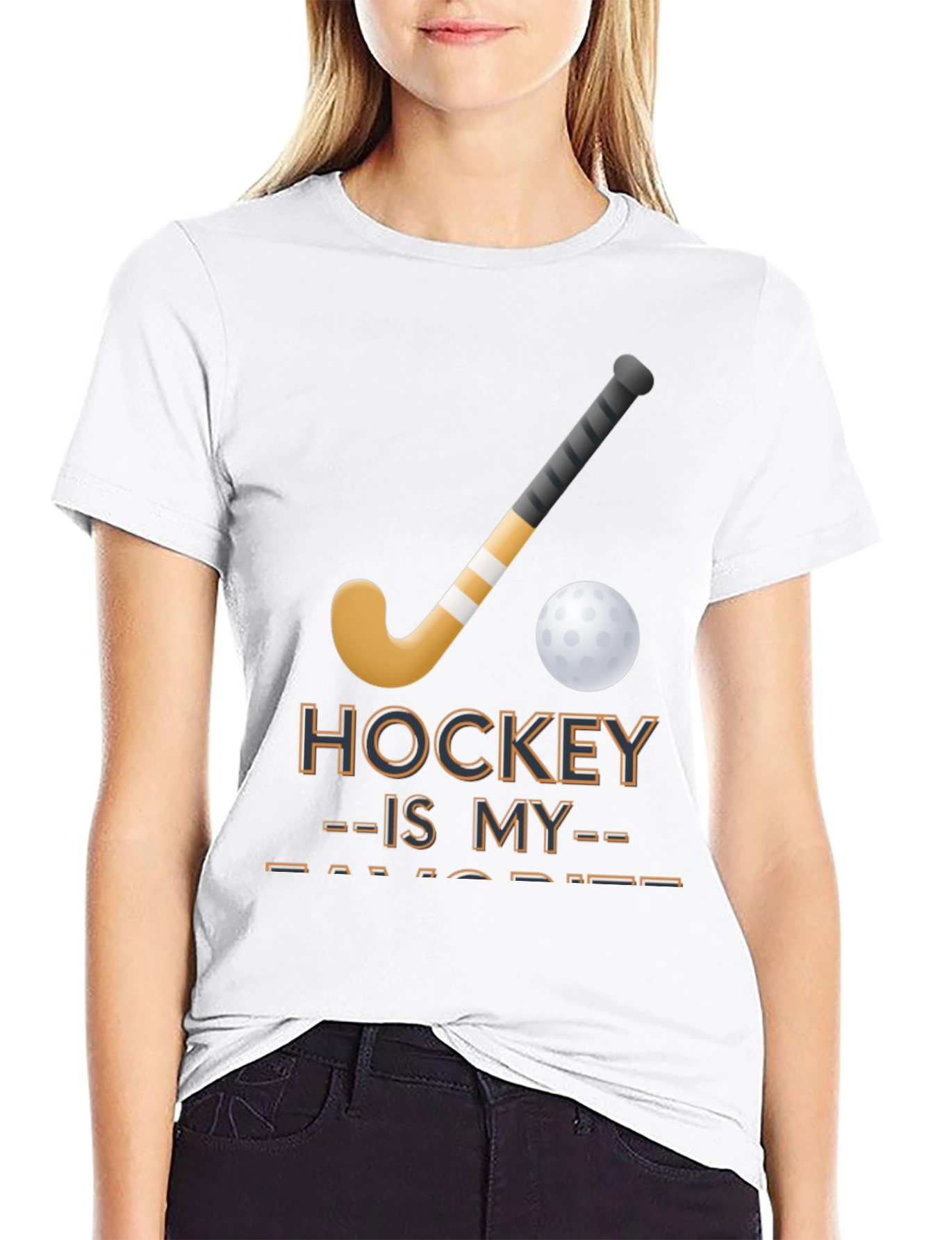 Camiseta Negra con Diseño de Hockey