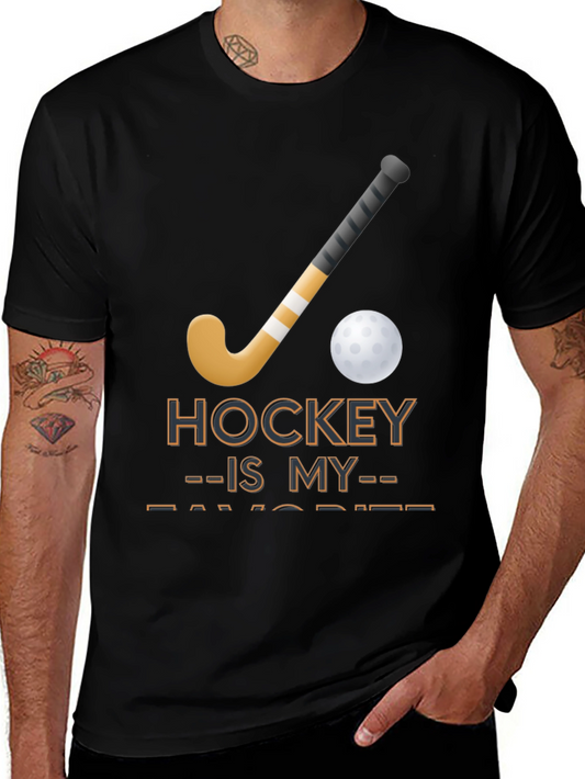 Camiseta Negra con Diseño de Hockey