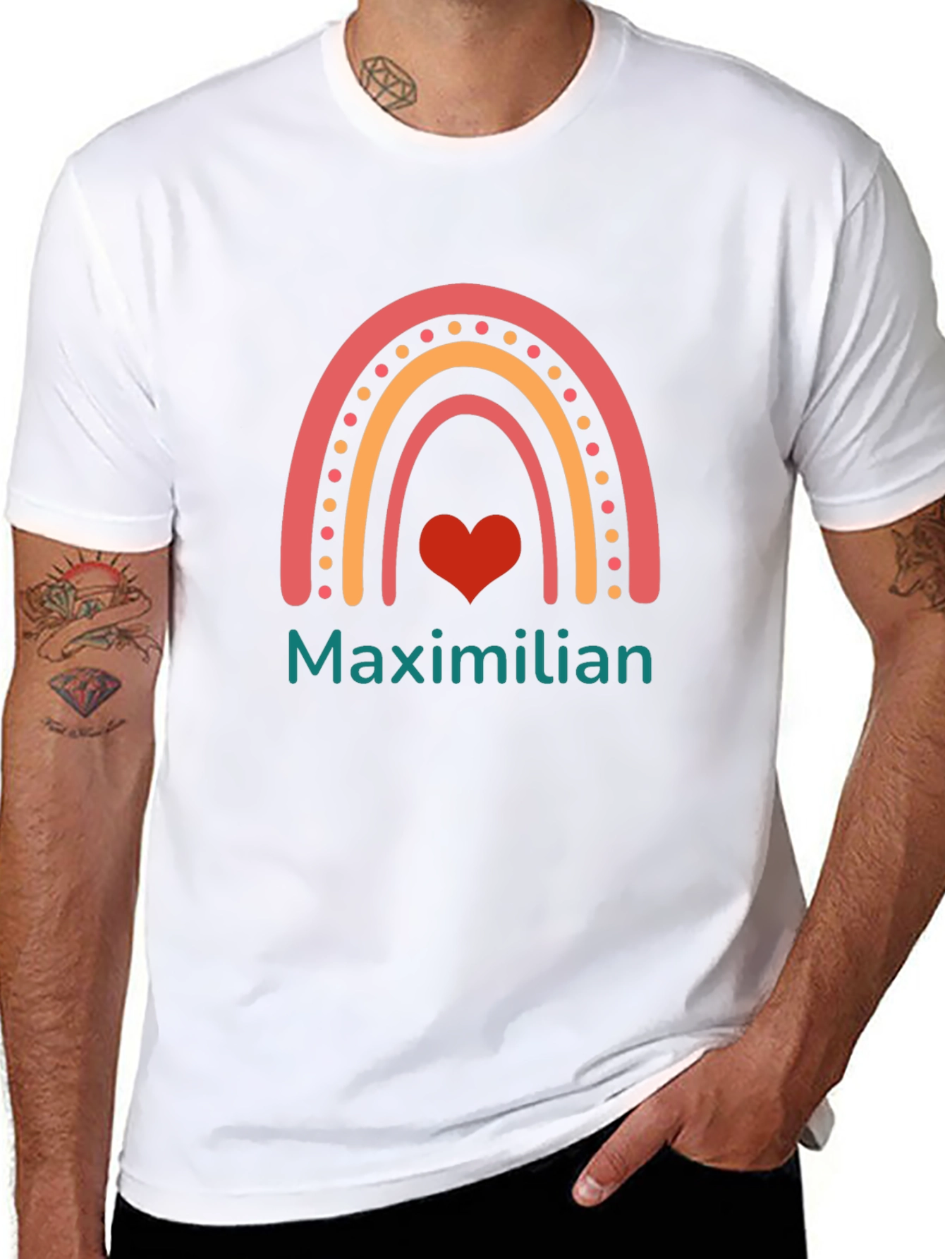 Camiseta Negra con Diseño de Arcoíris Maximilian