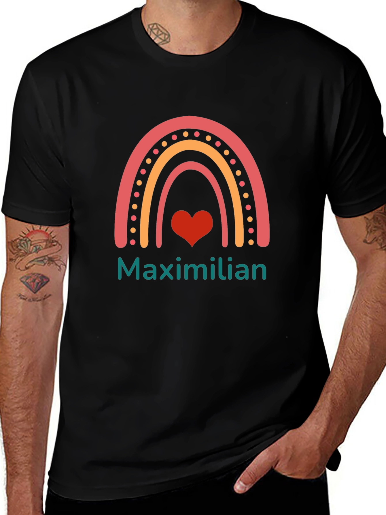 Camiseta Negra con Diseño de Arcoíris Maximilian