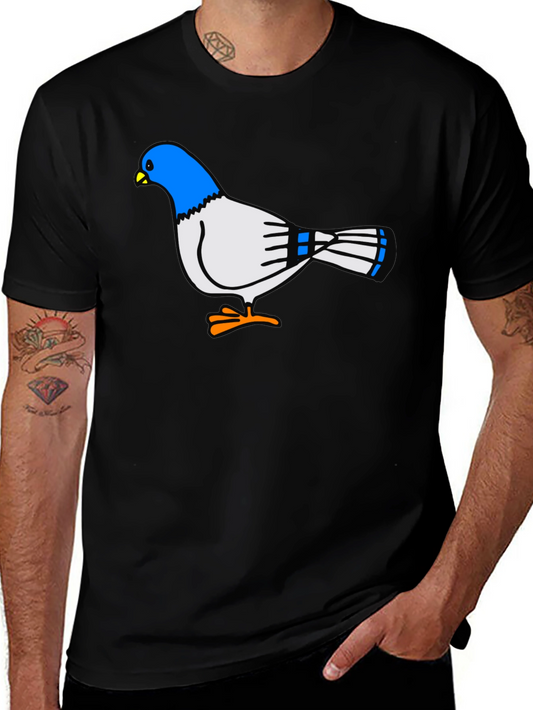 Camiseta Negra con Diseño de Paloma Azul