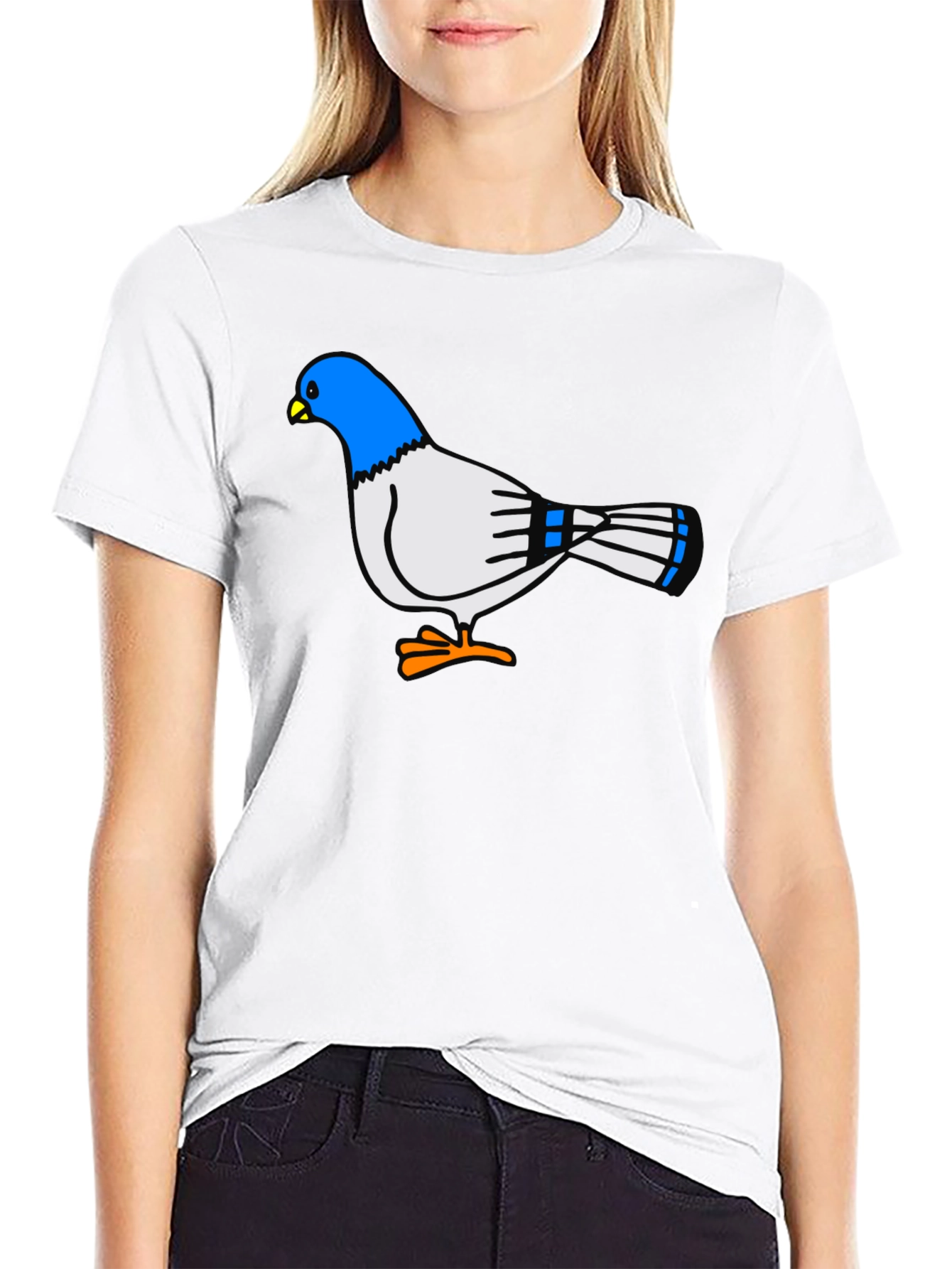 Camiseta Negra con Diseño de Paloma Azul