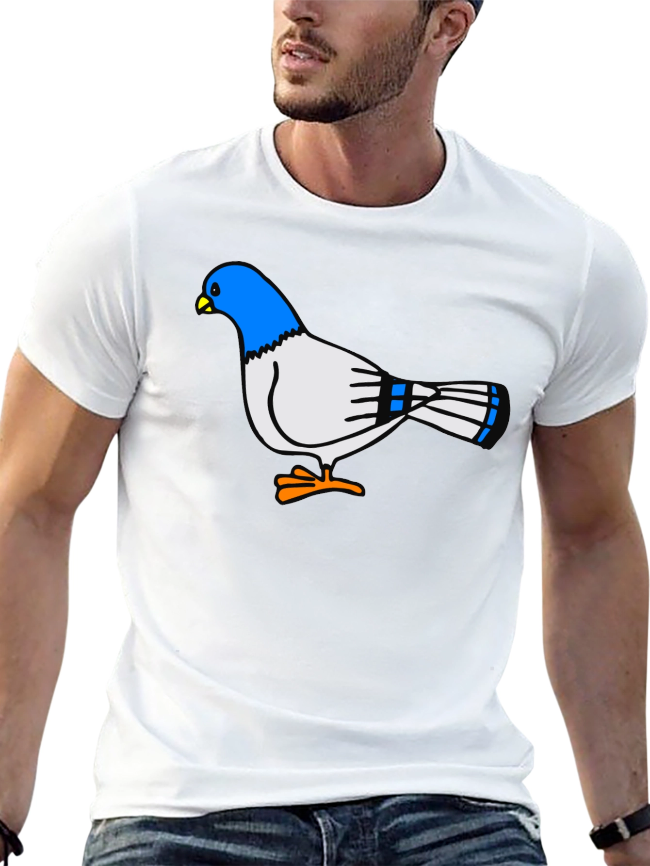 Camiseta Negra con Diseño de Paloma Azul