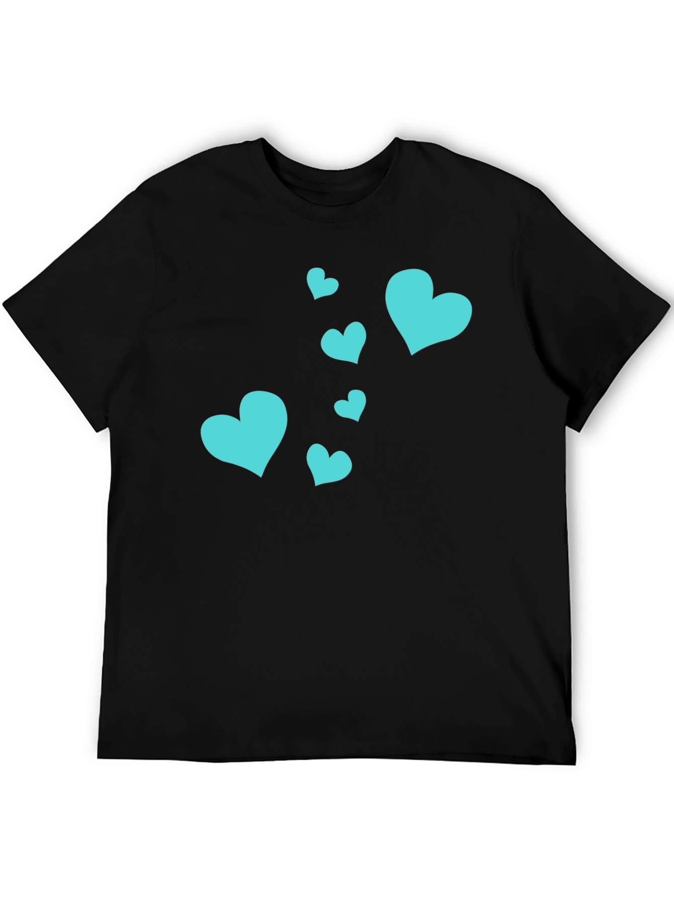 Camiseta Negra Corazones Turquesa Estilo Casual