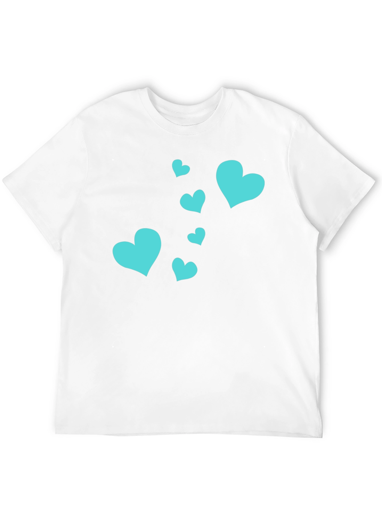 Camiseta Negra Corazones Turquesa Estilo Casual