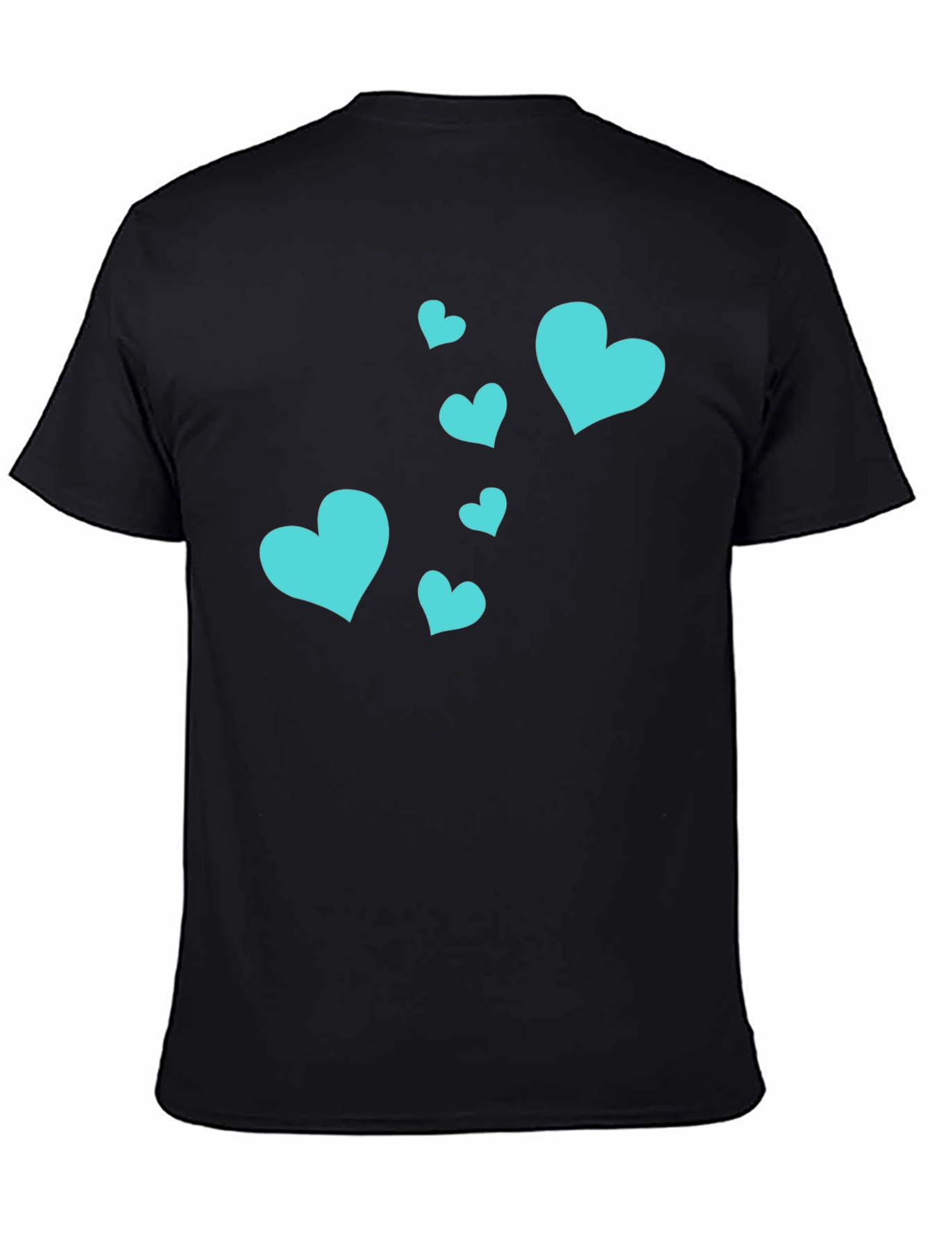 Camiseta Negra Corazones Turquesa Estilo Casual