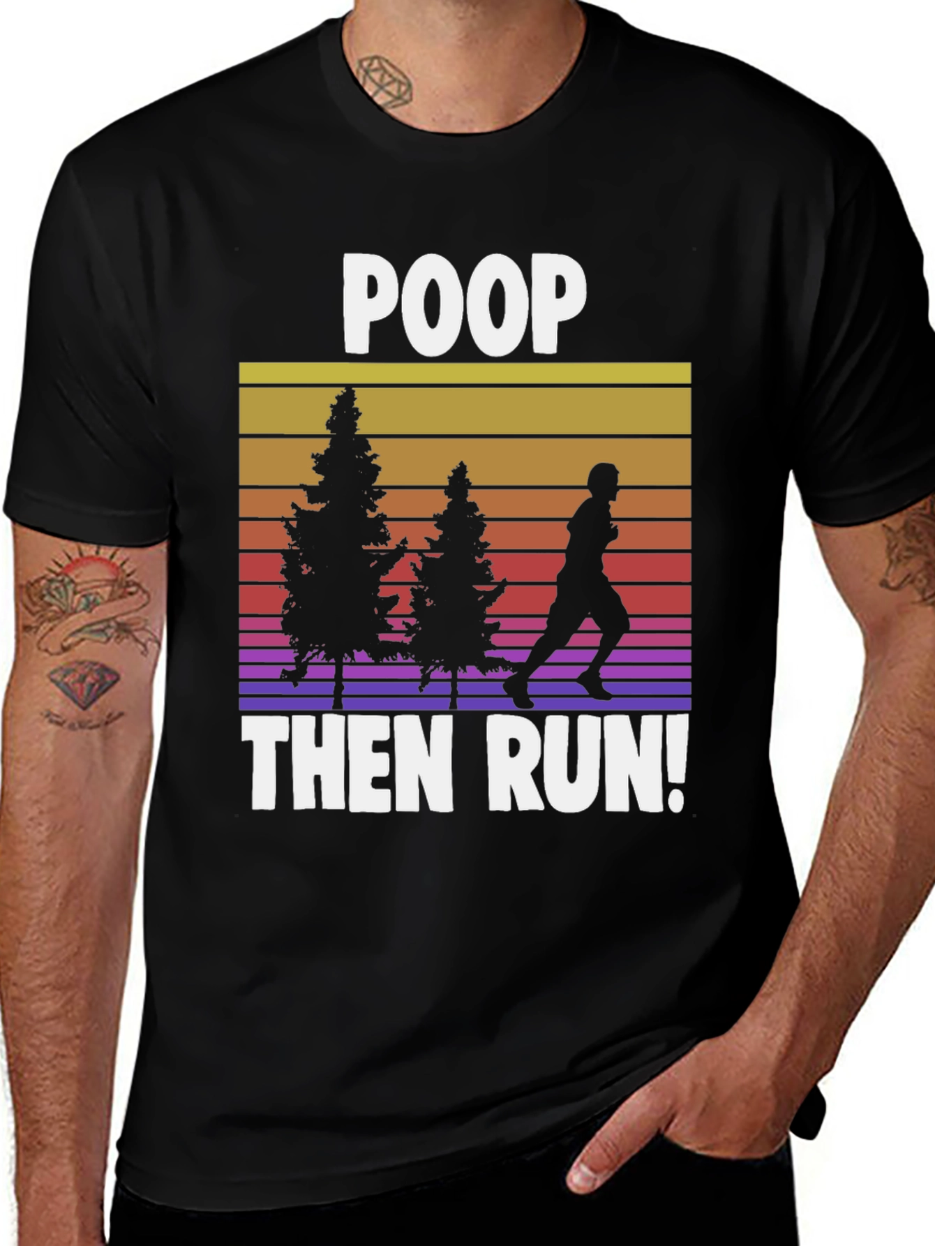 Camiseta Negra: Poop Then Run!