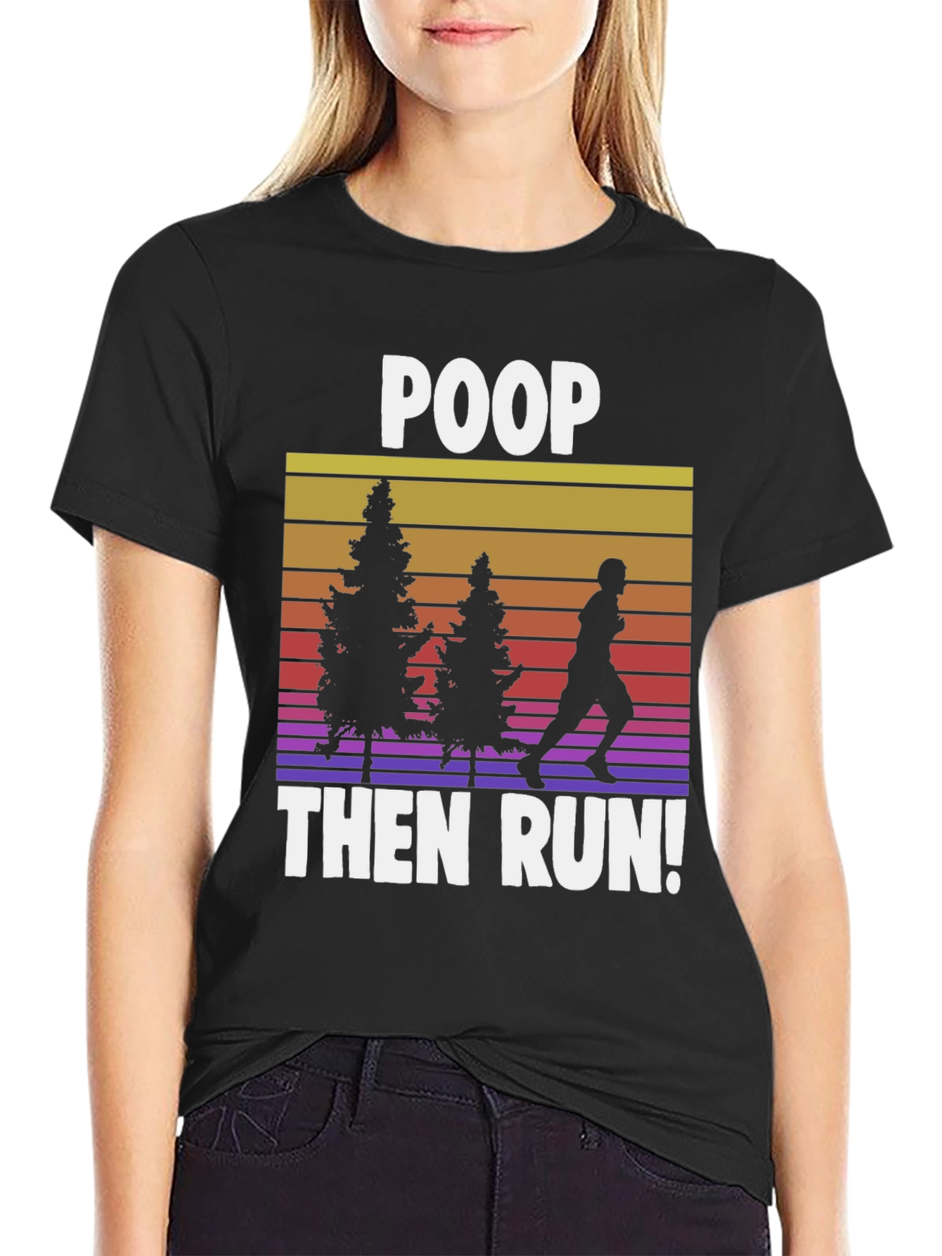 Camiseta Negra: Poop Then Run!