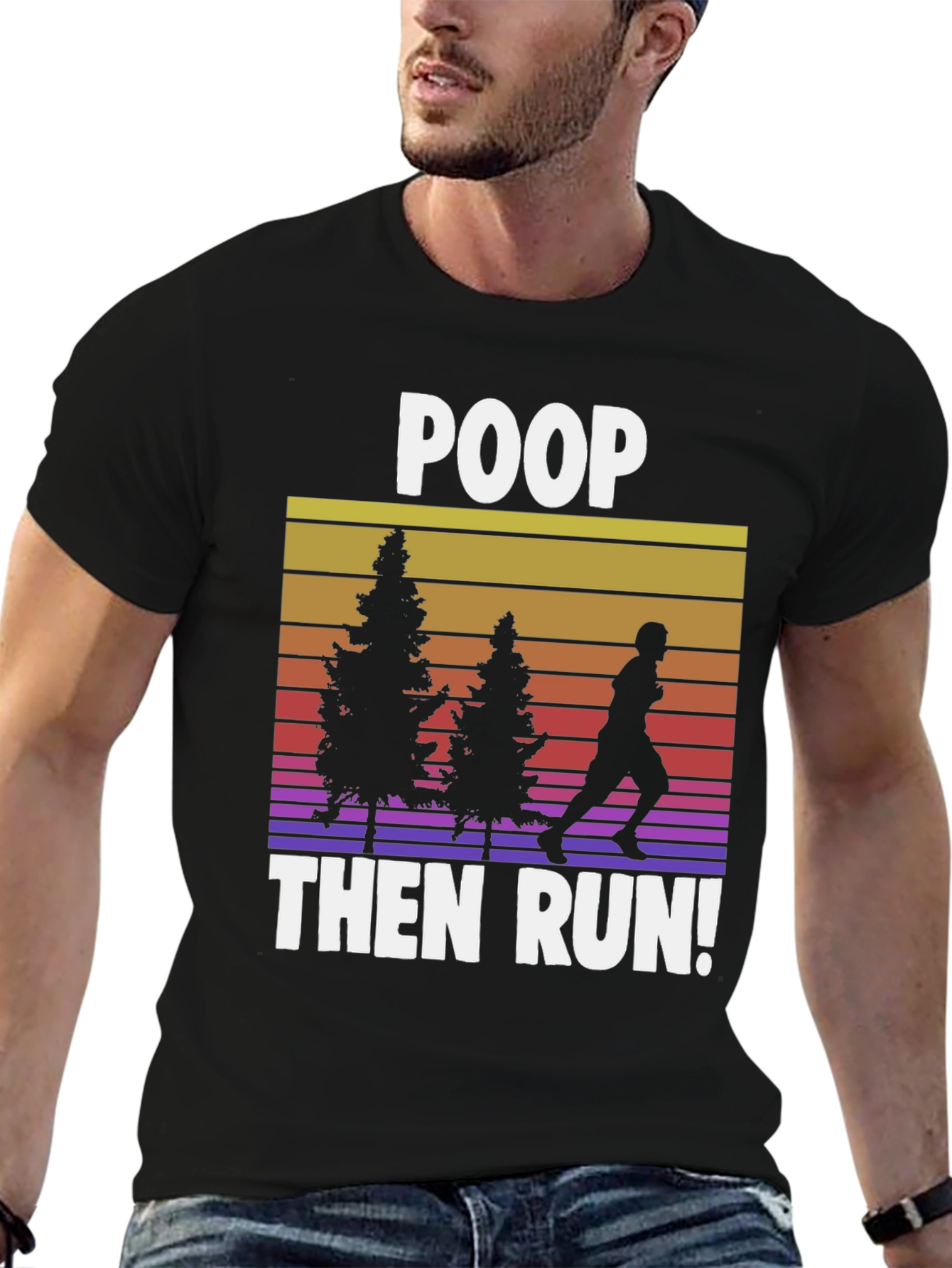 Camiseta Negra: Poop Then Run!