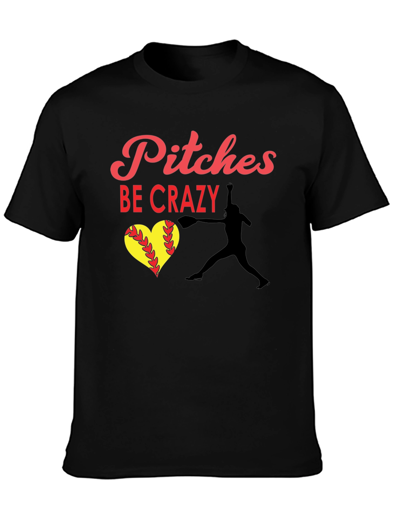 Camiseta Negra: Pitches Be Crazy - Béisbol
