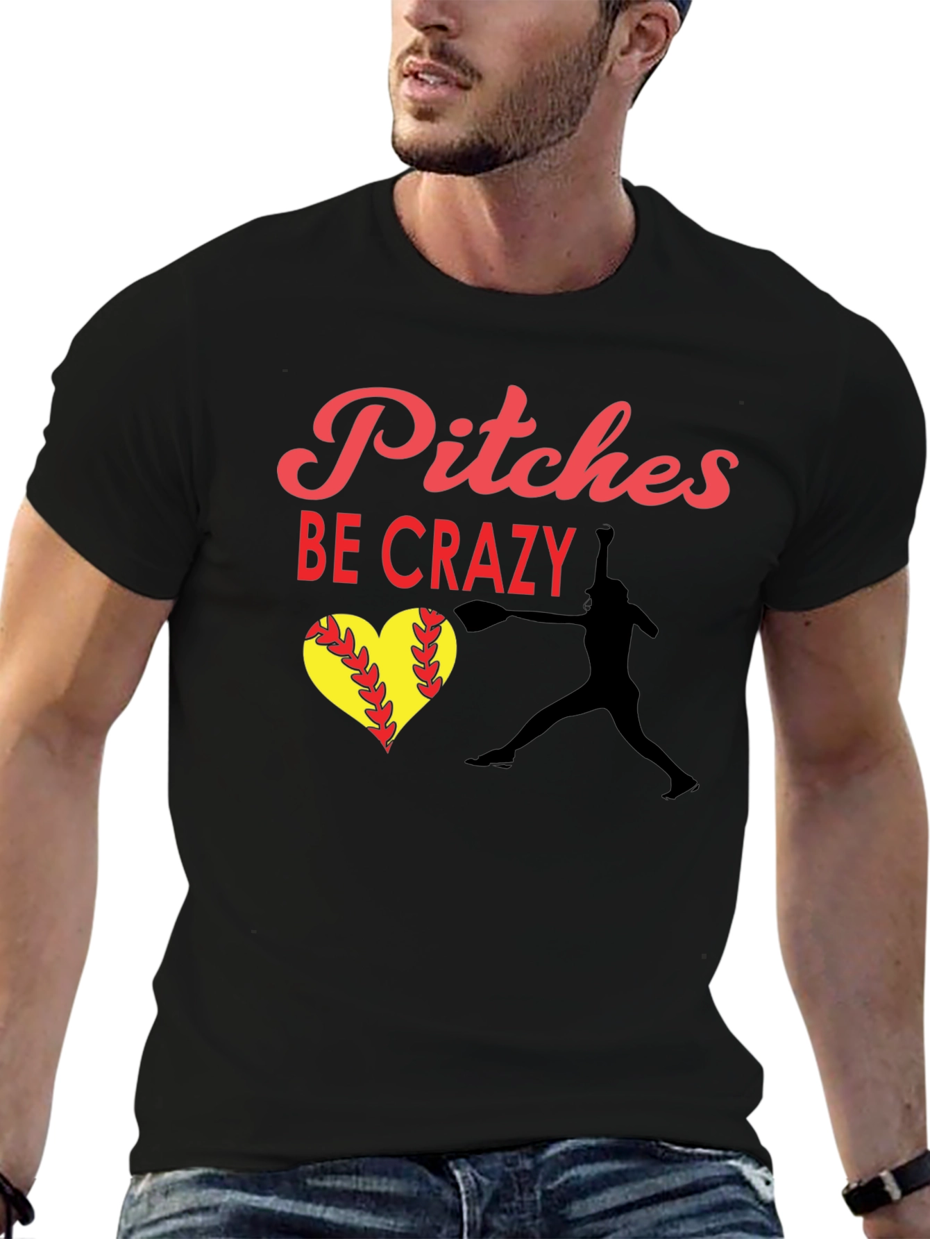 Camiseta Negra: Pitches Be Crazy - Béisbol