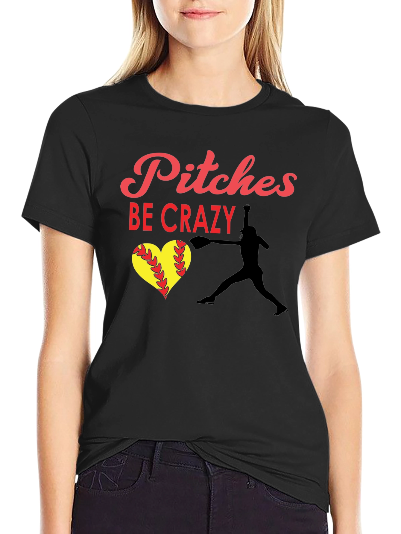 Camiseta Negra: Pitches Be Crazy - Béisbol