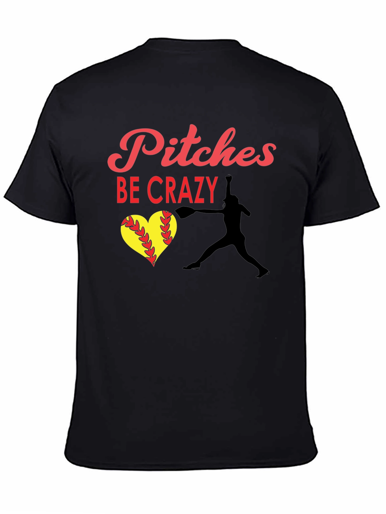 Camiseta Negra: Pitches Be Crazy - Béisbol