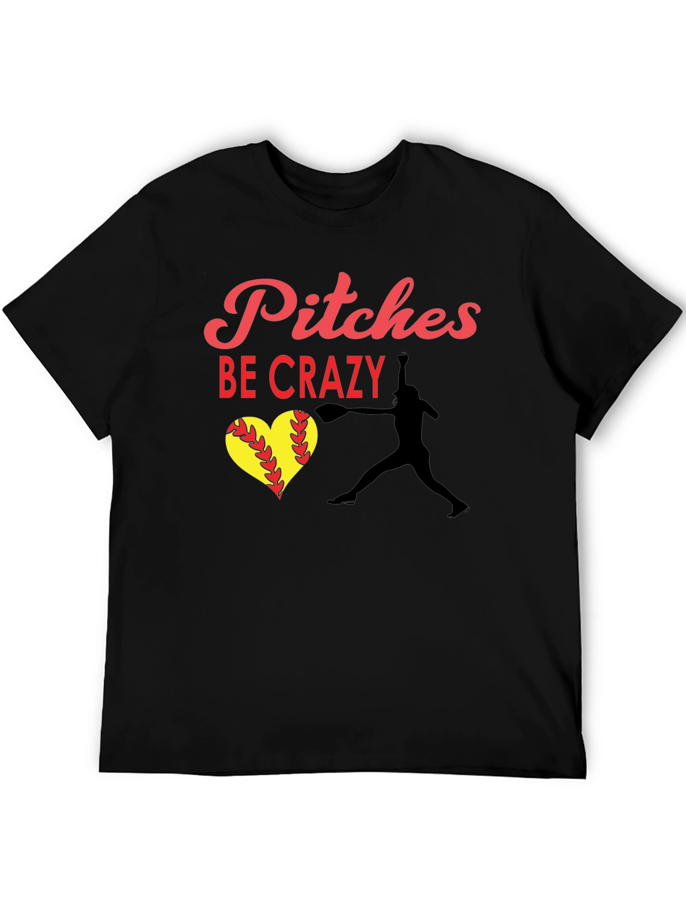 Camiseta Negra: Pitches Be Crazy - Béisbol