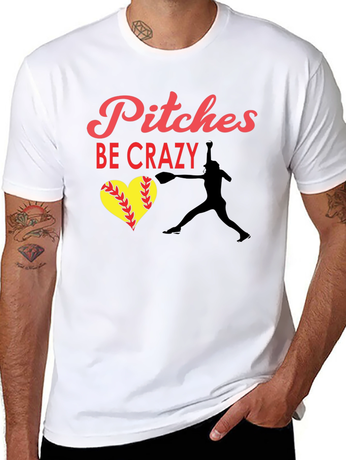 Camiseta Negra: Pitches Be Crazy - Béisbol