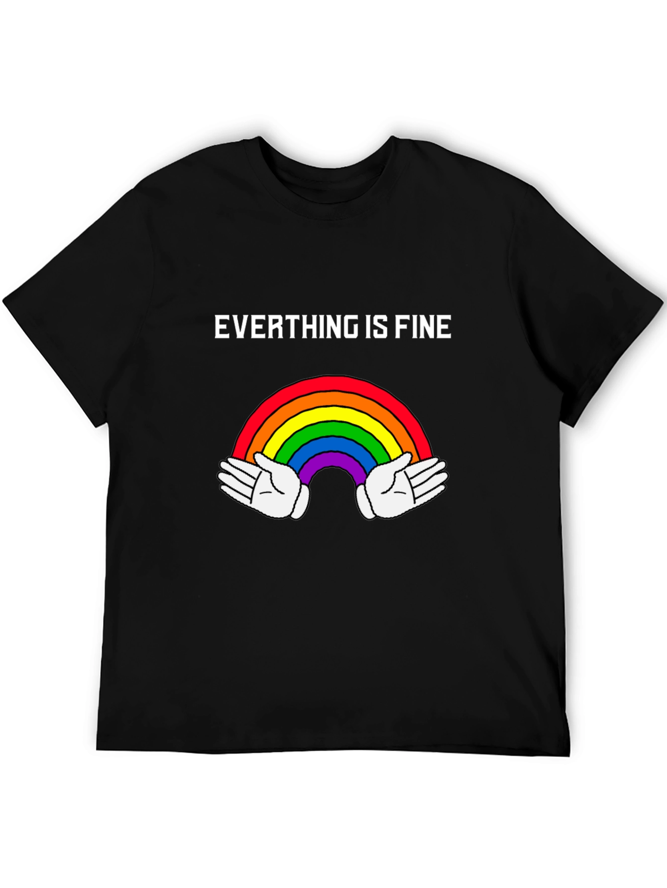 Camiseta Negra: Todo Está Bien - Arcoíris