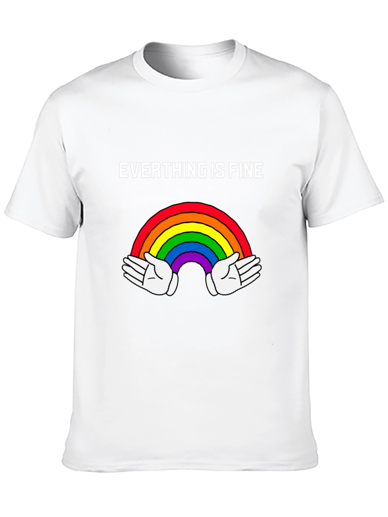 Camiseta Negra: Todo Está Bien - Arcoíris